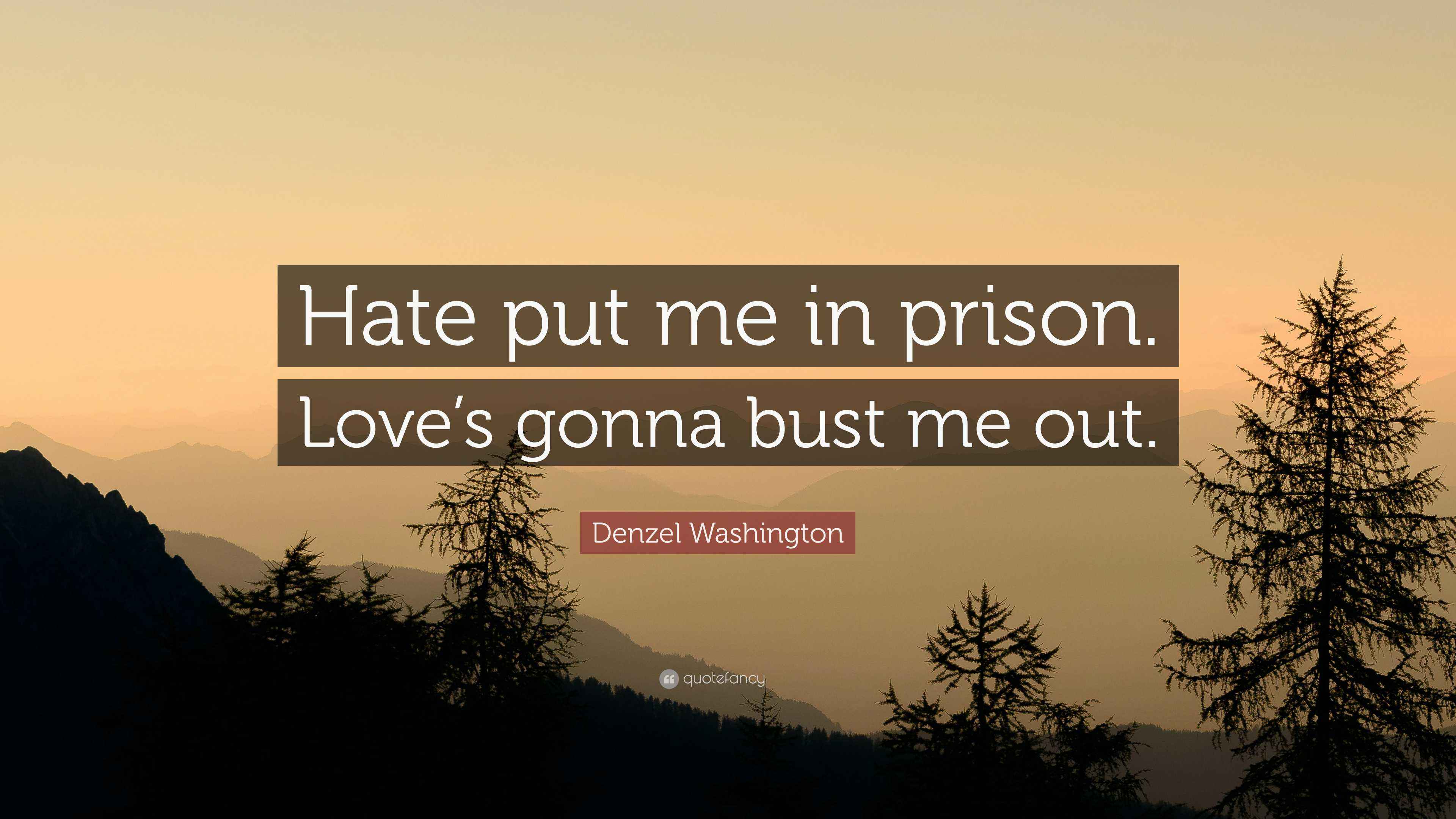 Denzel Washington Quote: “Hate put me in prison. Love’s gonna bust me out.”