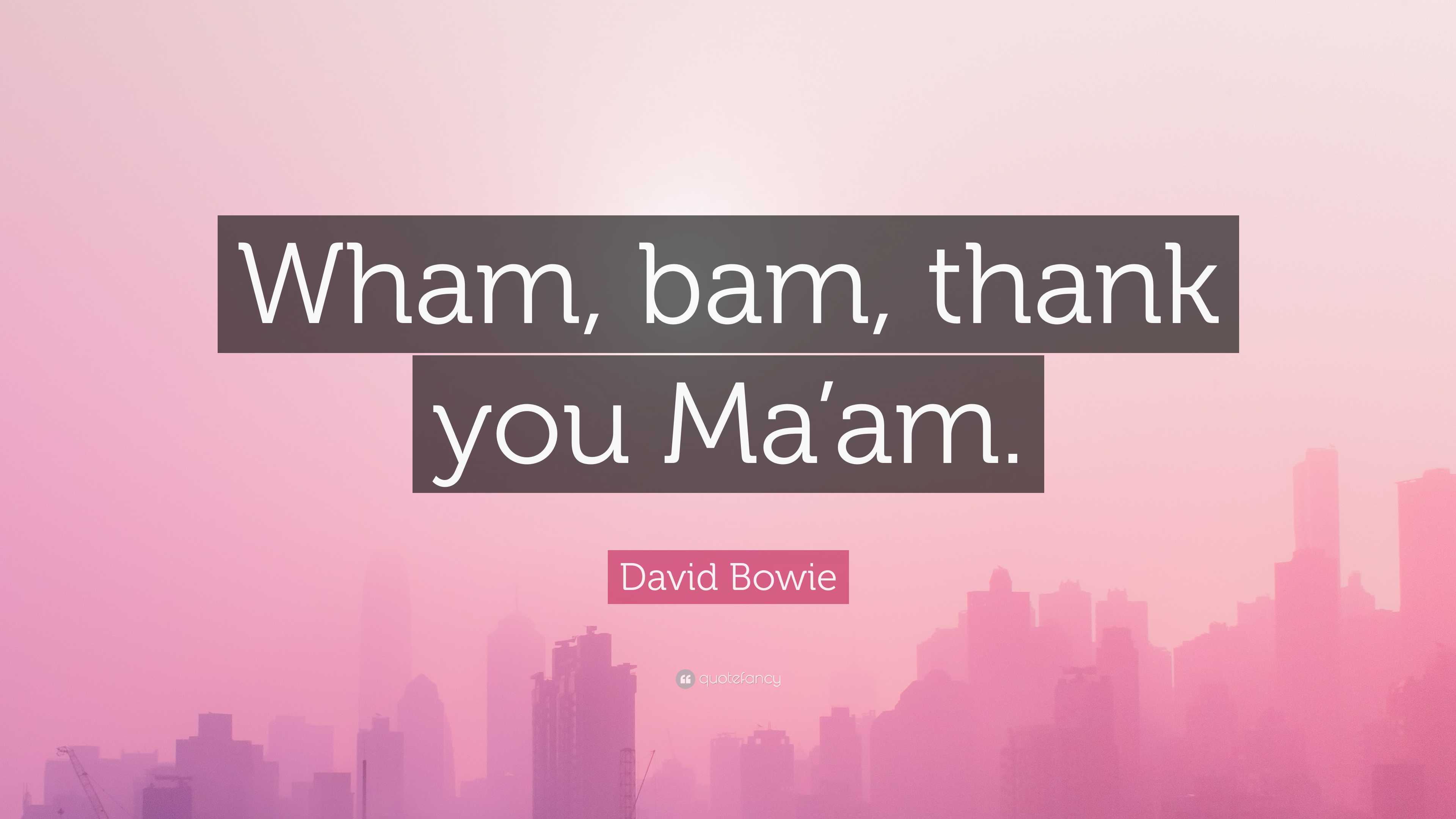 David Bowie Quote “wham Bam Thank You Maam” 6999