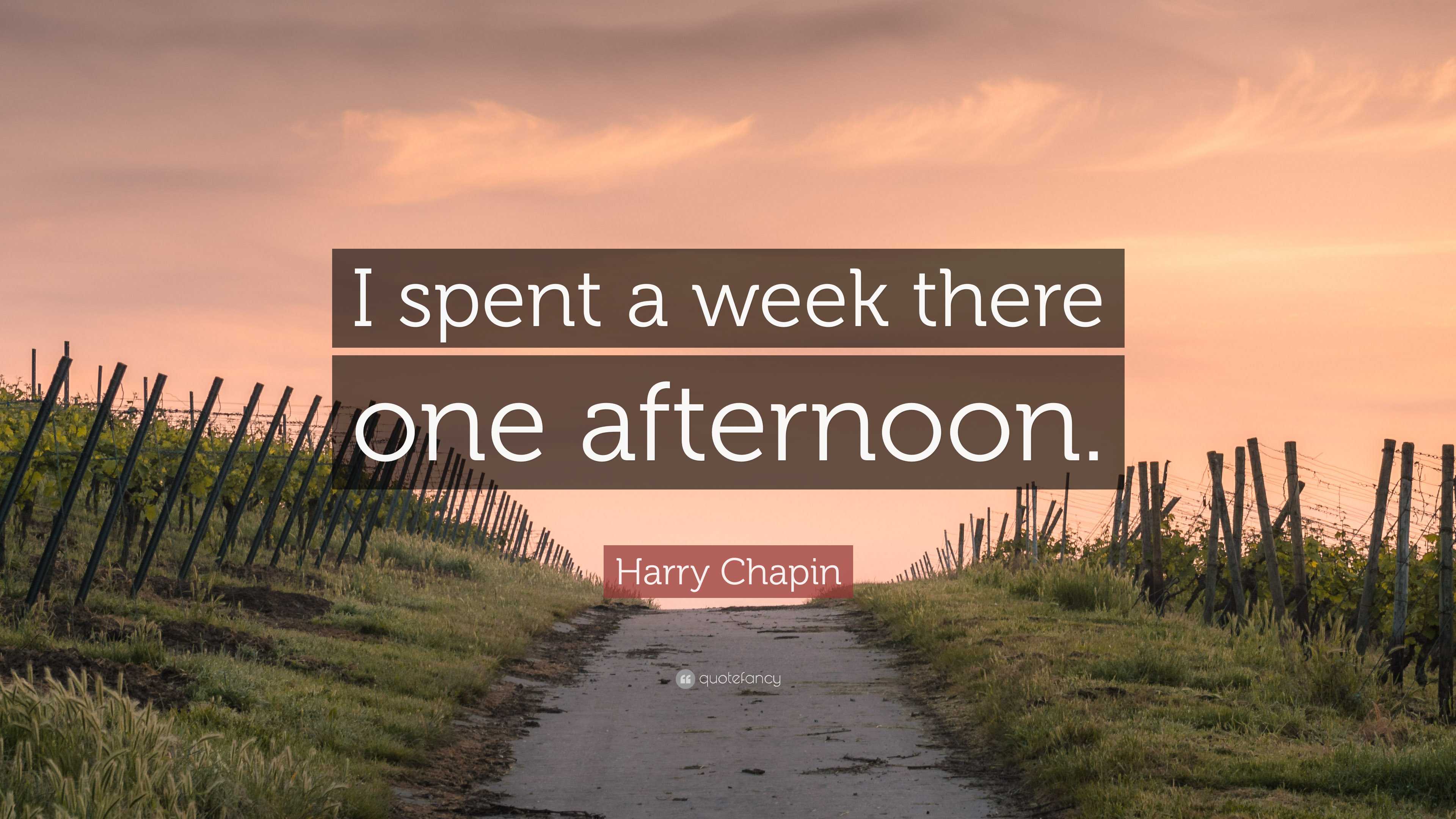 Harry Chapin Quote: “I spent a week there one afternoon.”
