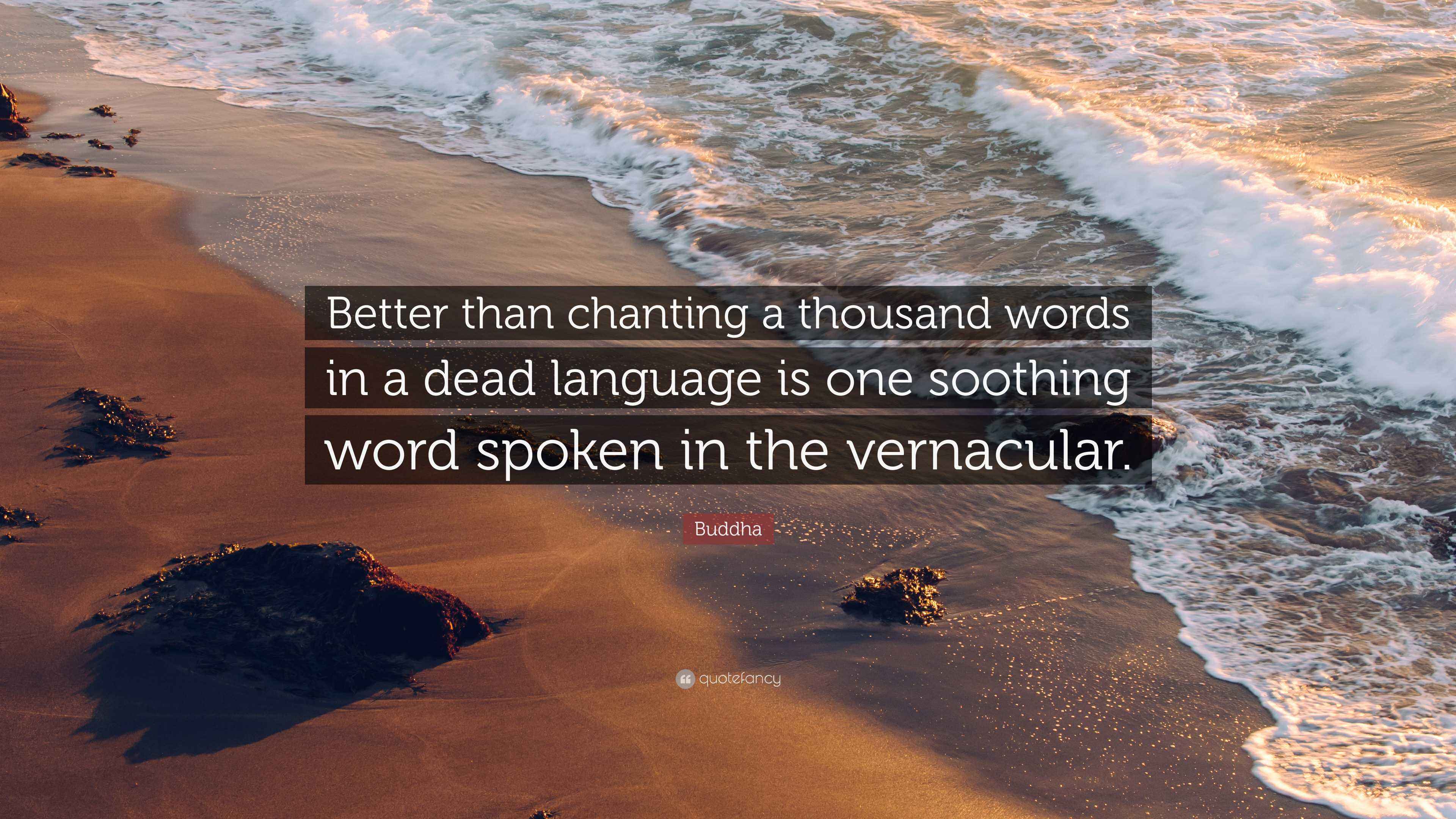 Soothing Language Buddha Quote: “Better than chanting a thousand words in a dead language ...