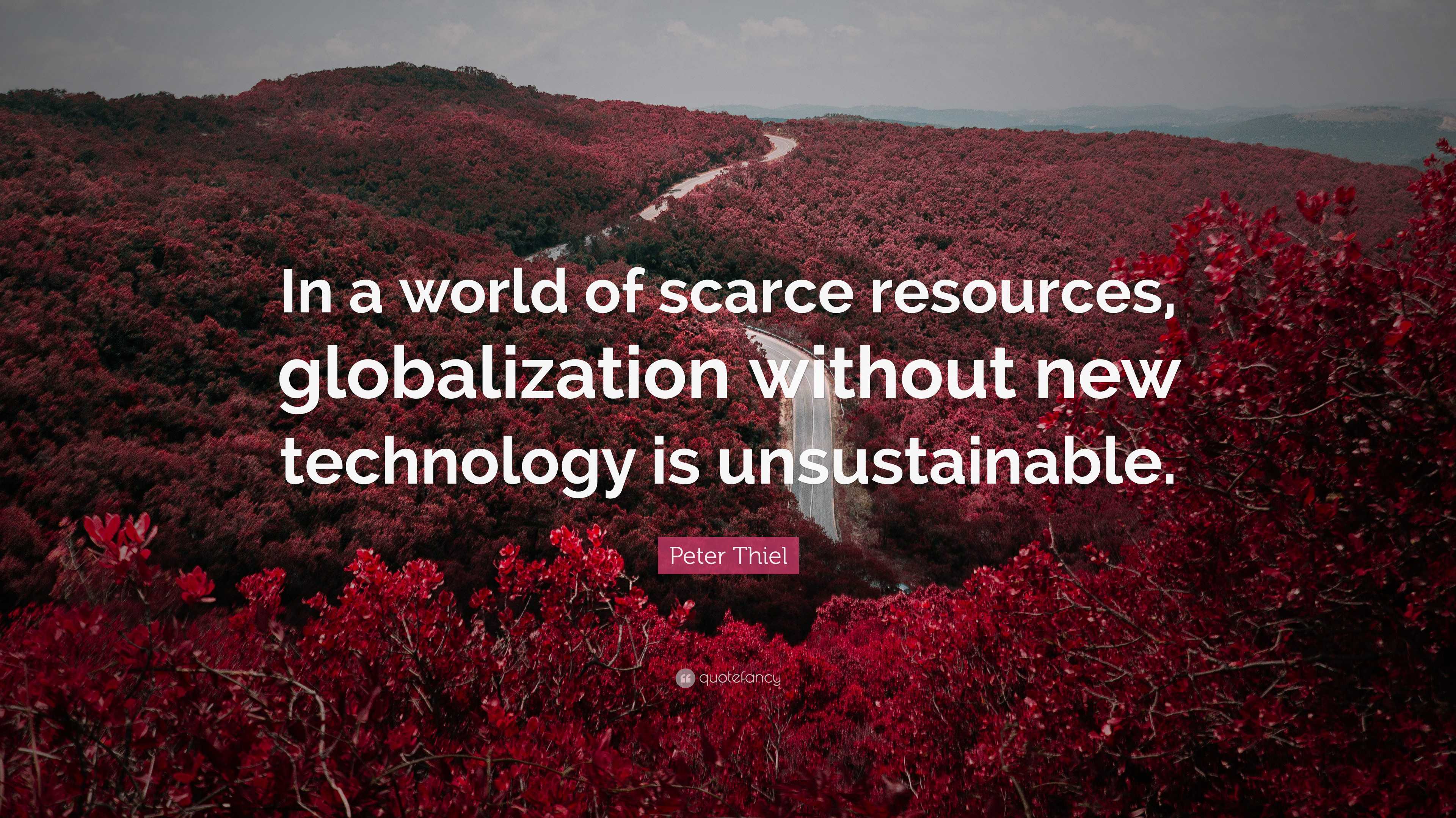 Peter Thiel Quote: “In a world of scarce resources, globalization ...