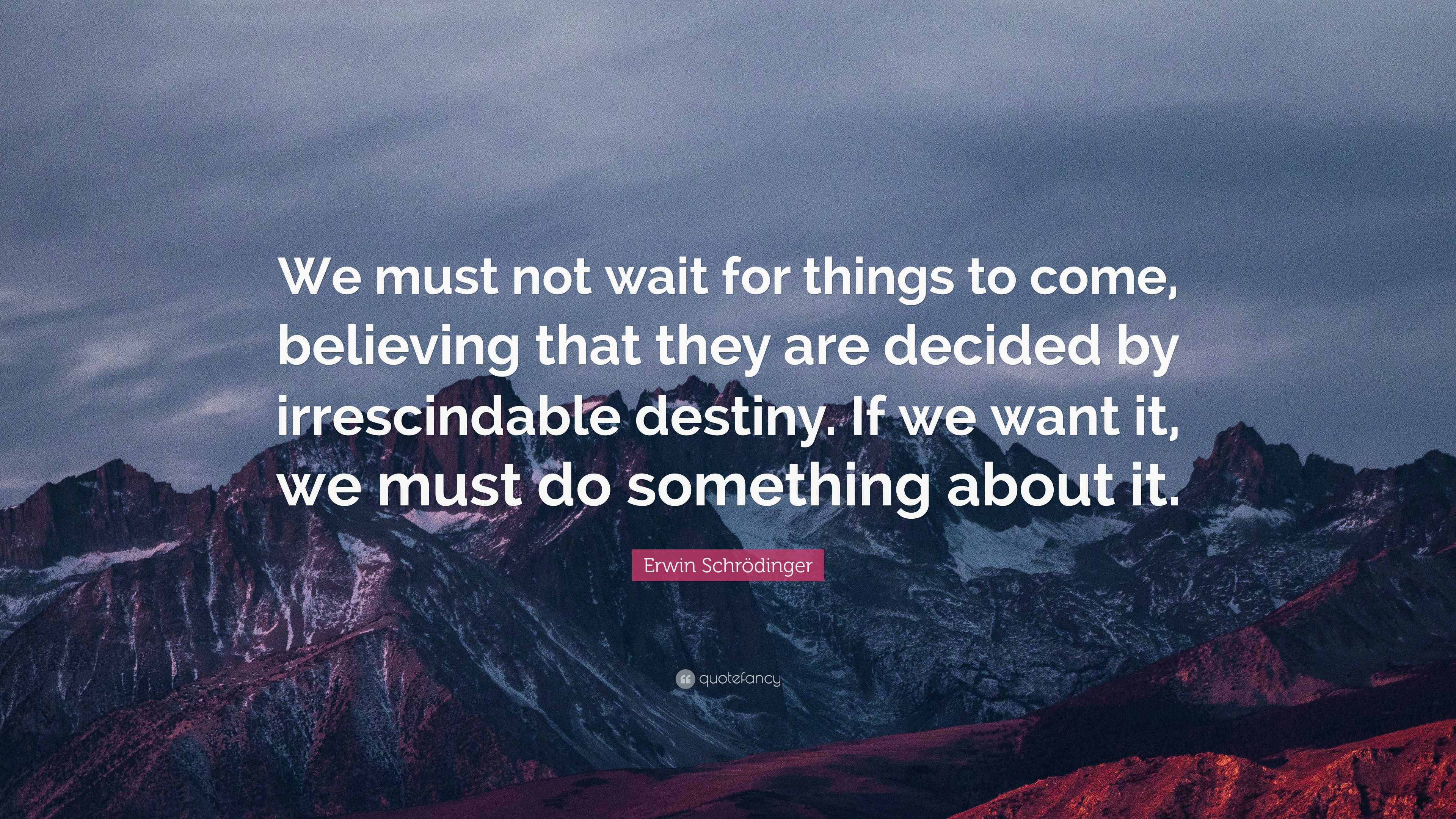 Erwin Schrödinger Quote: “We must not wait for things to come ...