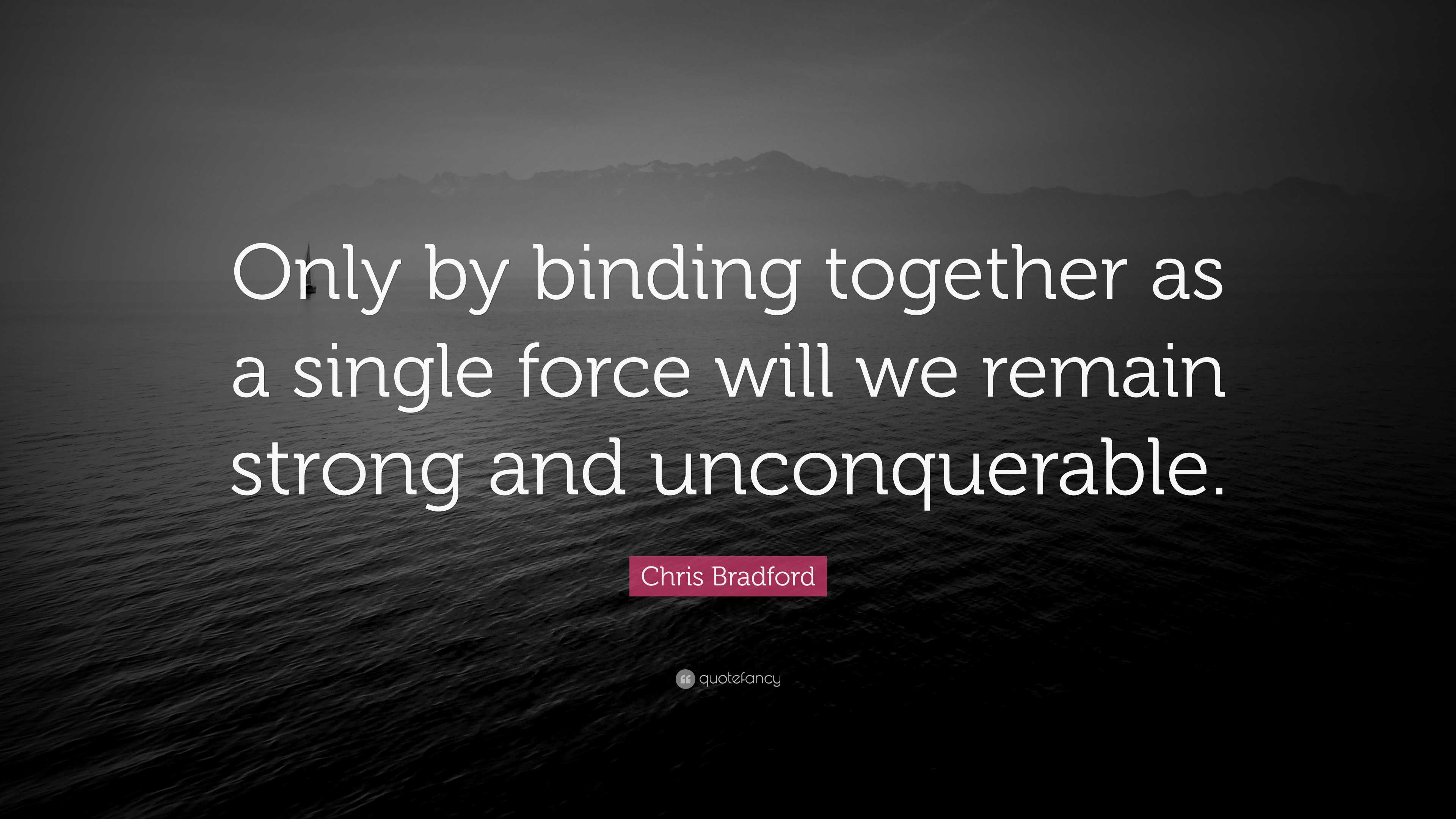 Chris Bradford Quote “Only by binding together as a single force will