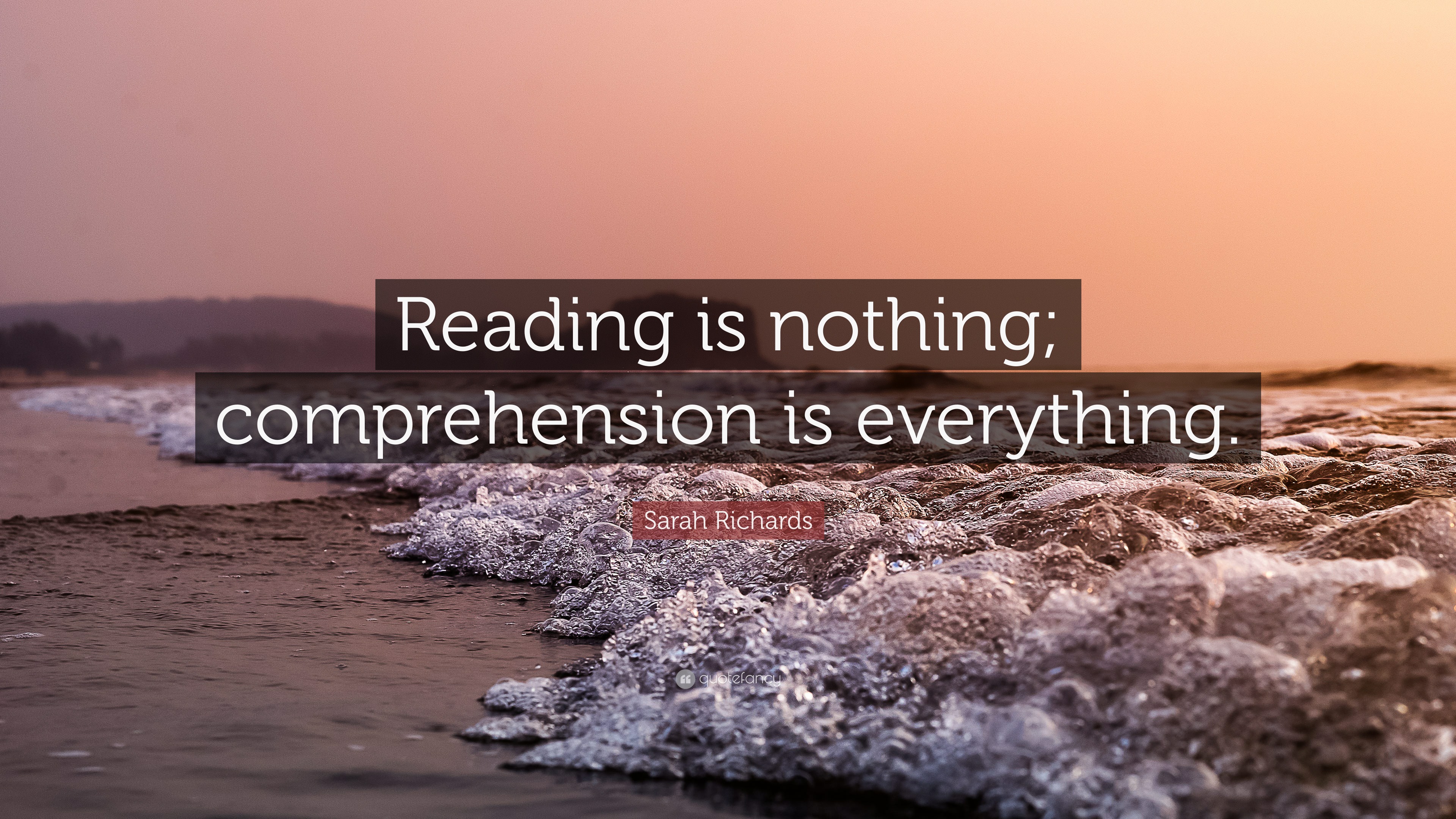 Sarah Richards Quote: “reading Is Nothing; Comprehension Is Everything.”