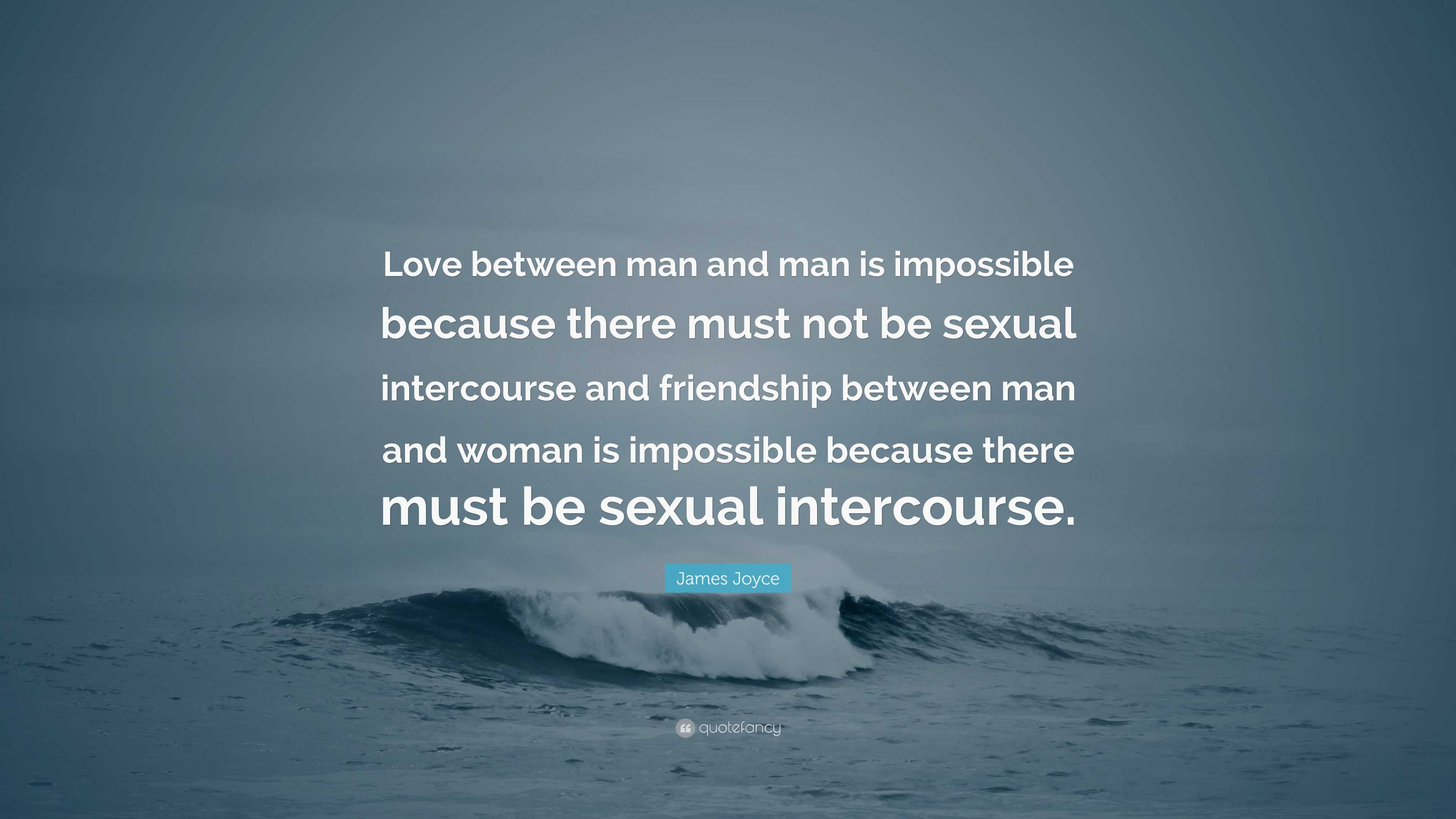 James Joyce Quote: “Love between man and man is impossible because there  must not be sexual intercourse and friendship between man and woman...”