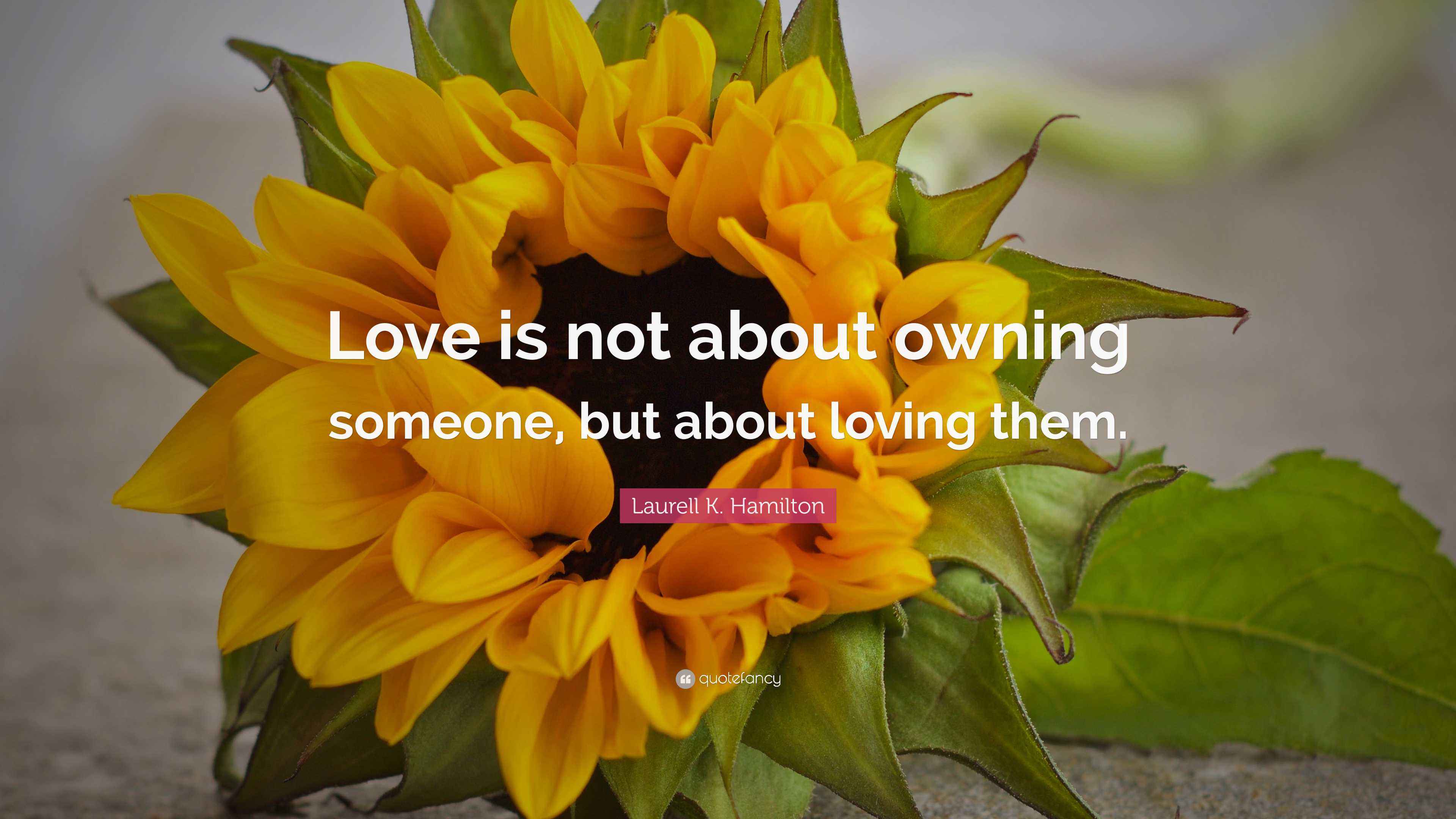 Laurell K. Hamilton Quote “Love is not about owning someone, but about