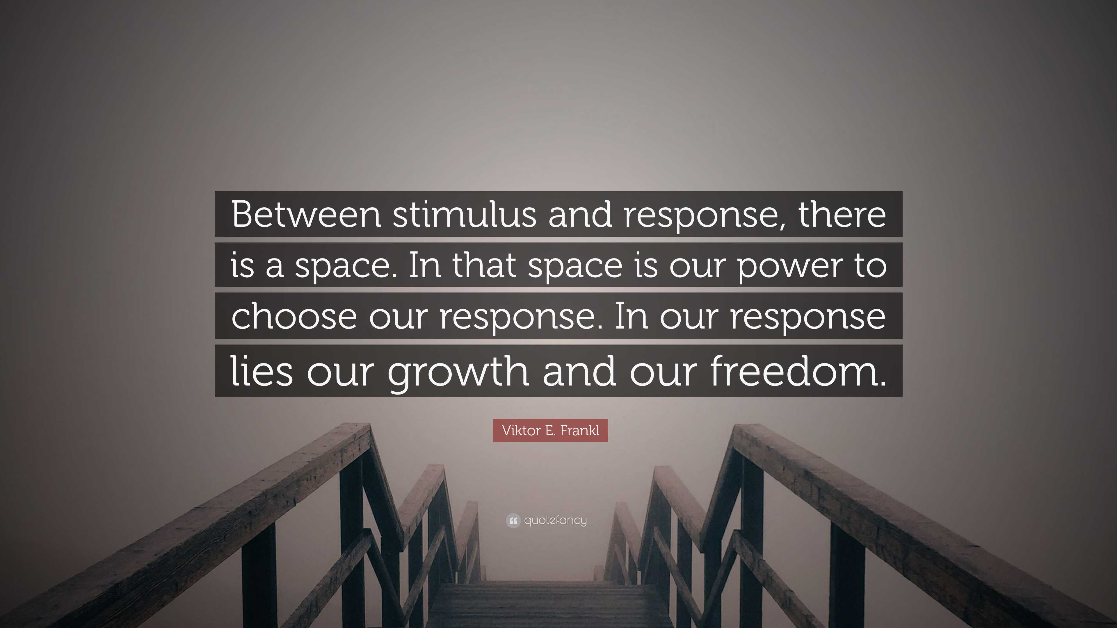 Between the stimulus and response, there is a space. And in that space lies  our freedom and power to choose our responses. In our response…