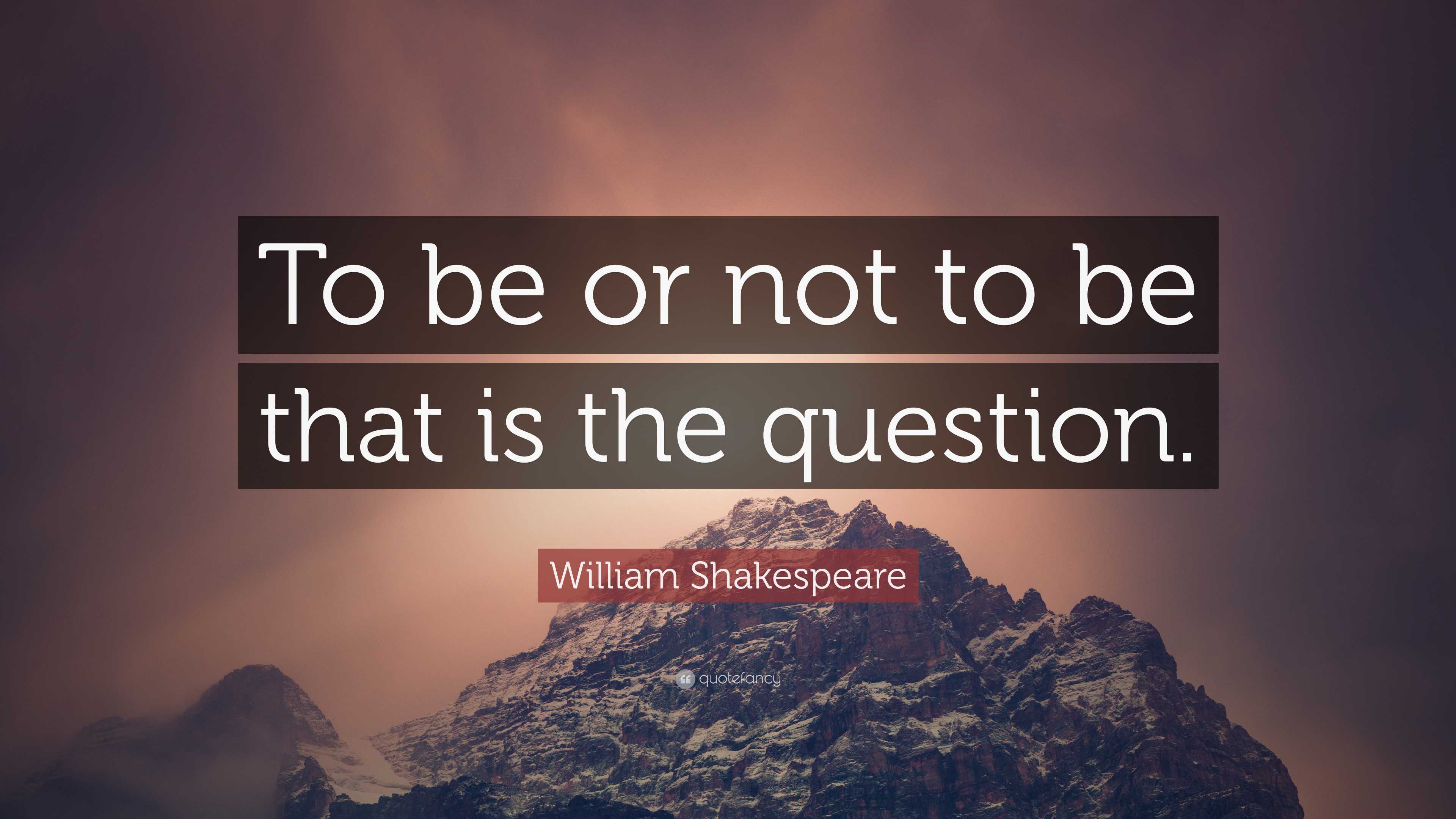 William Shakespeare Quote: “To be or not to be that is the question.”