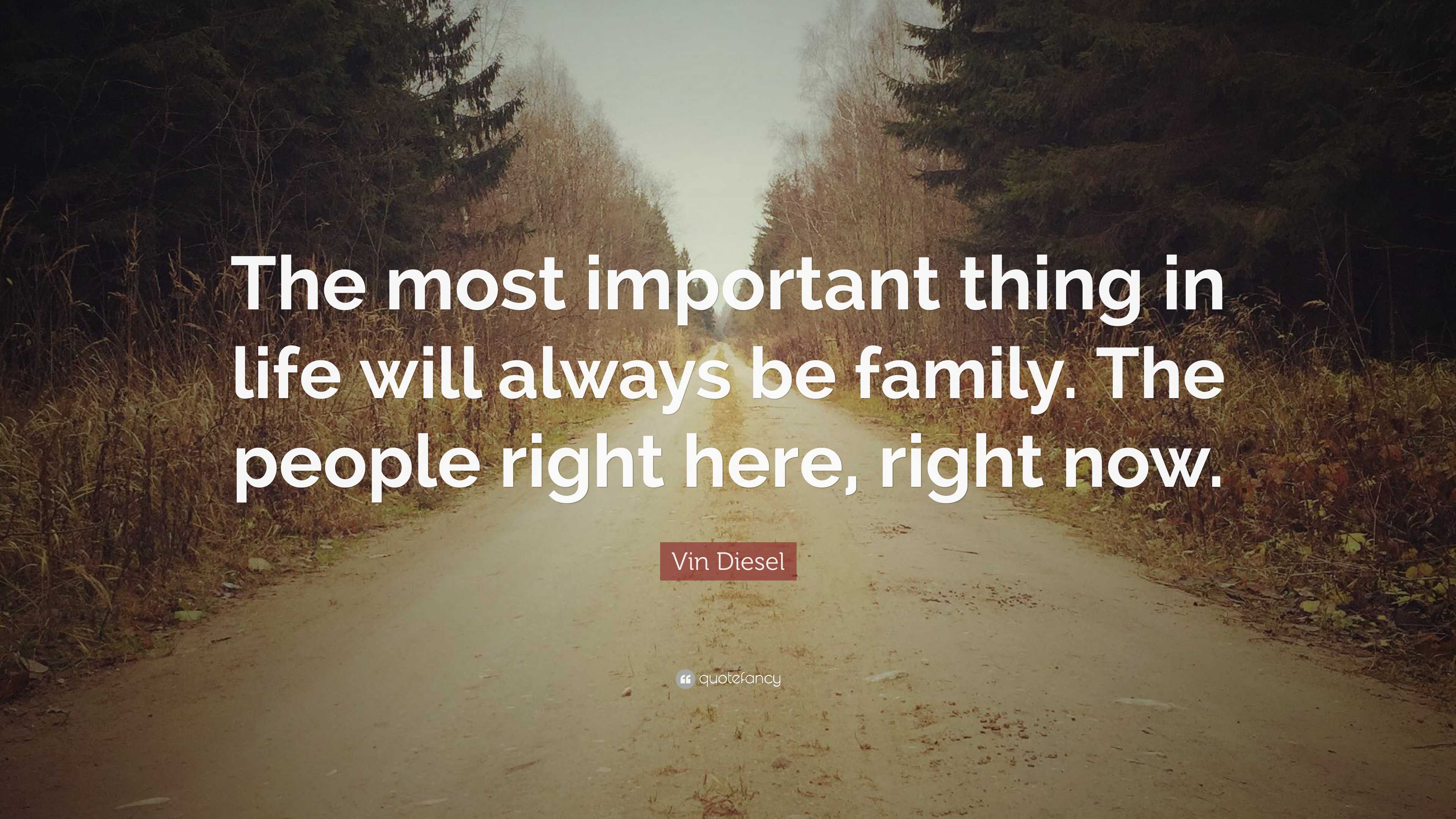 Vin Diesel Quote: “The most important thing in life will always be ...