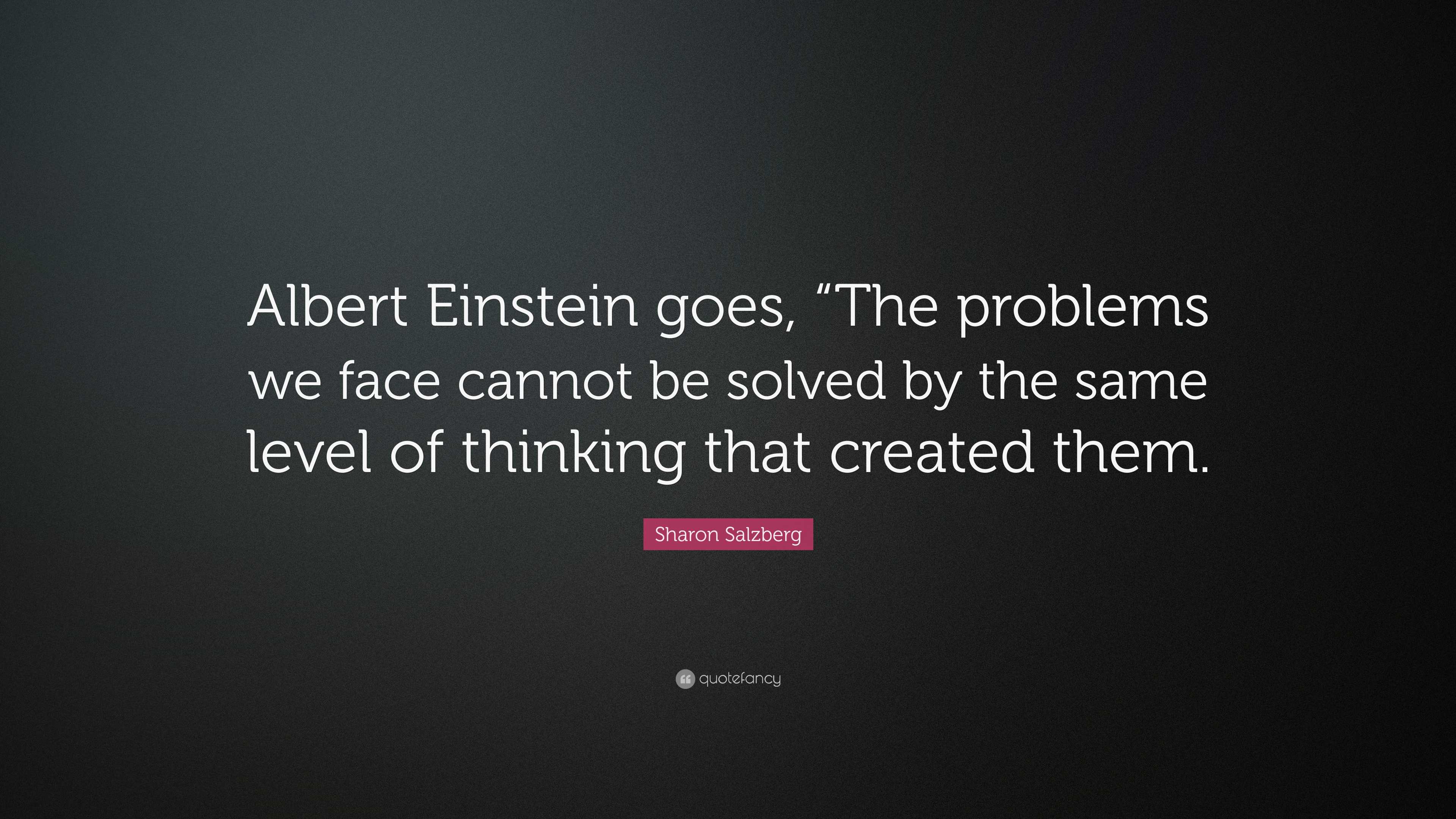 Sharon Salzberg Quote: “Albert Einstein goes, “The problems we face ...