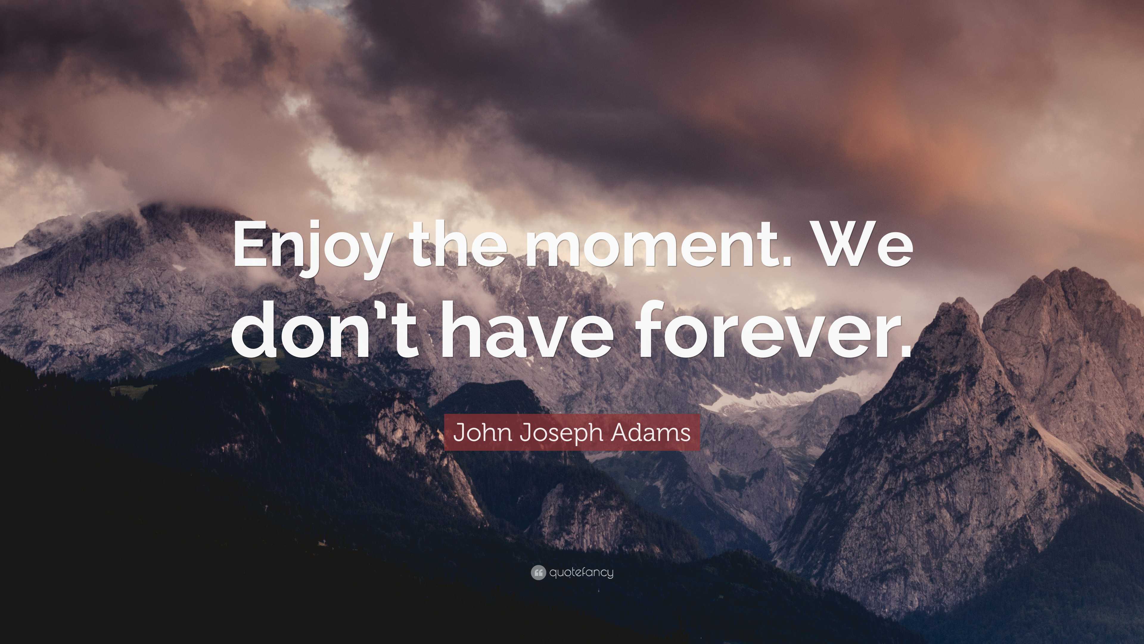 John Joseph Adams Quote: “Enjoy the moment. We don't have forever.”