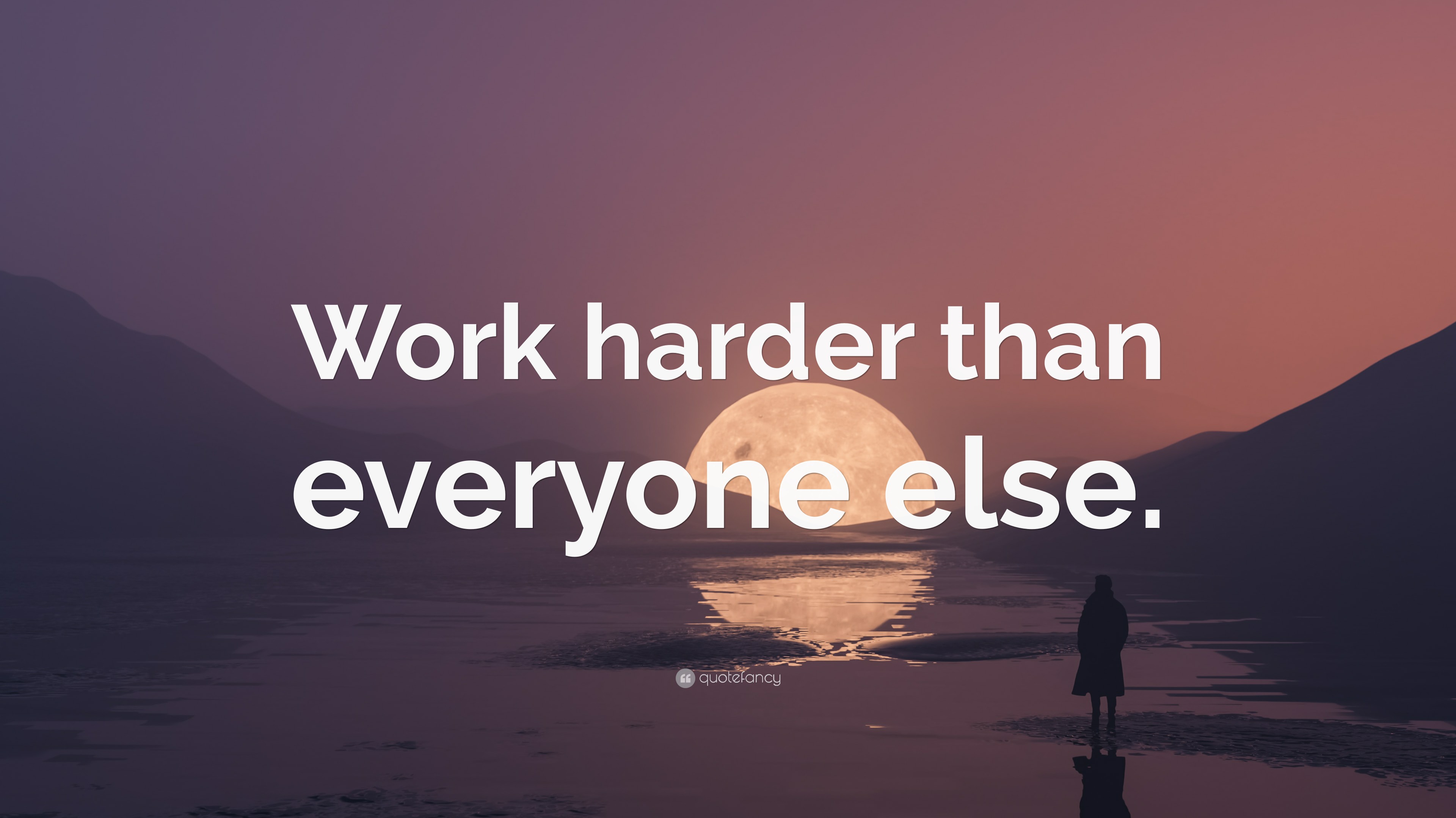 “Work harder than everyone else.” Wallpaper by QuoteFancy