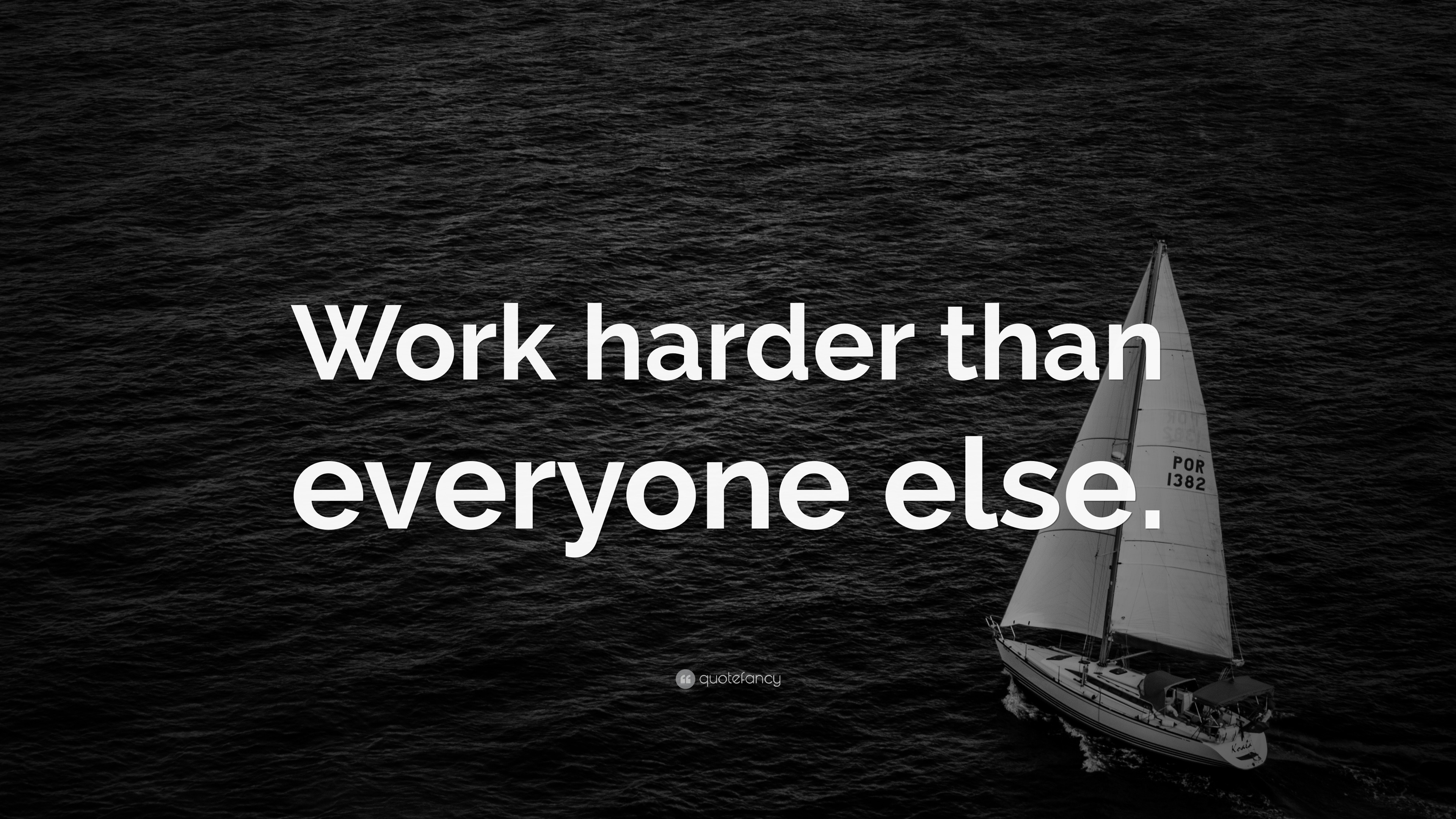 “Work harder than everyone else.” Wallpaper by QuoteFancy