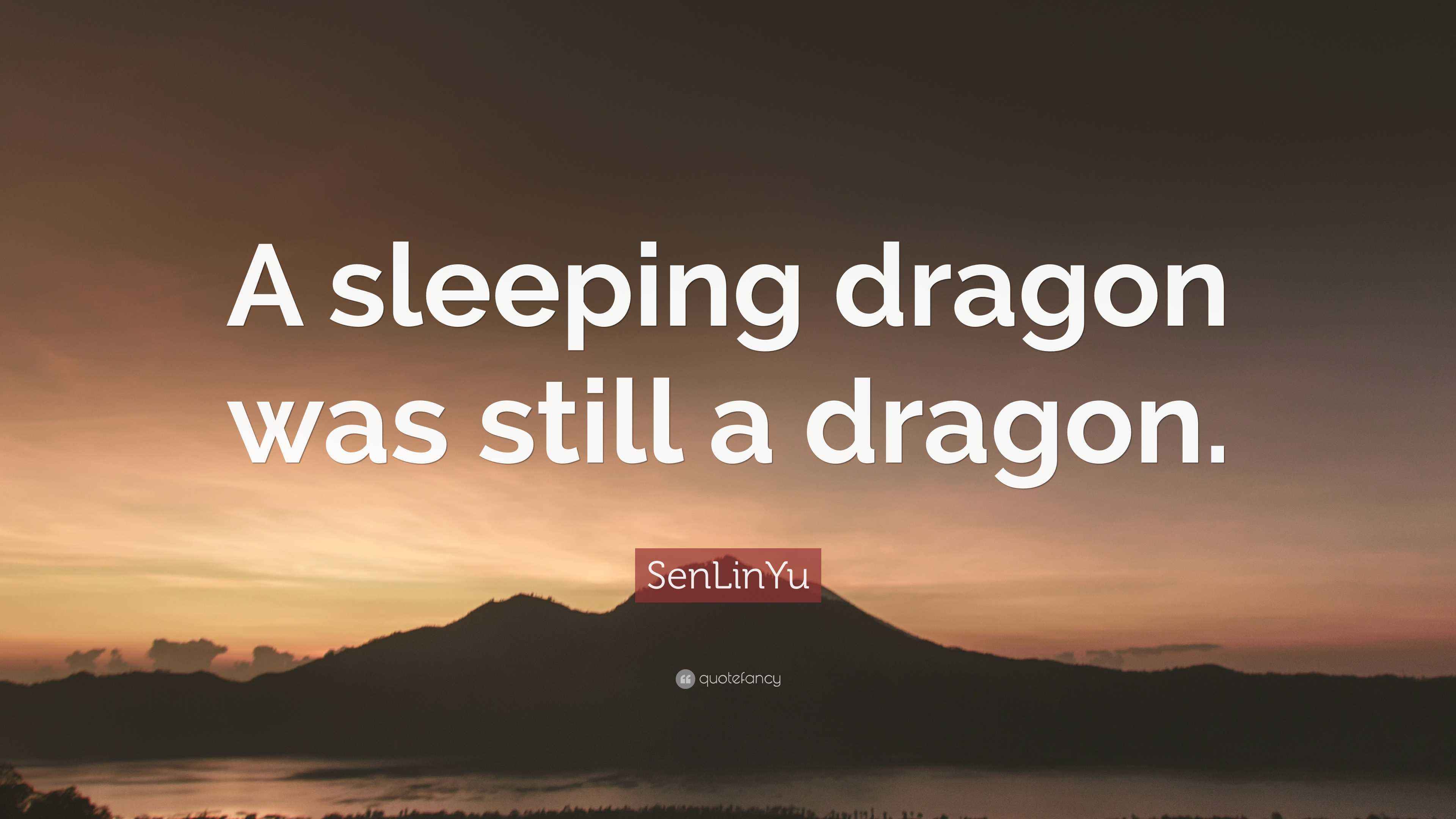 SenLinYu Quote “A sleeping dragon was still a dragon.”