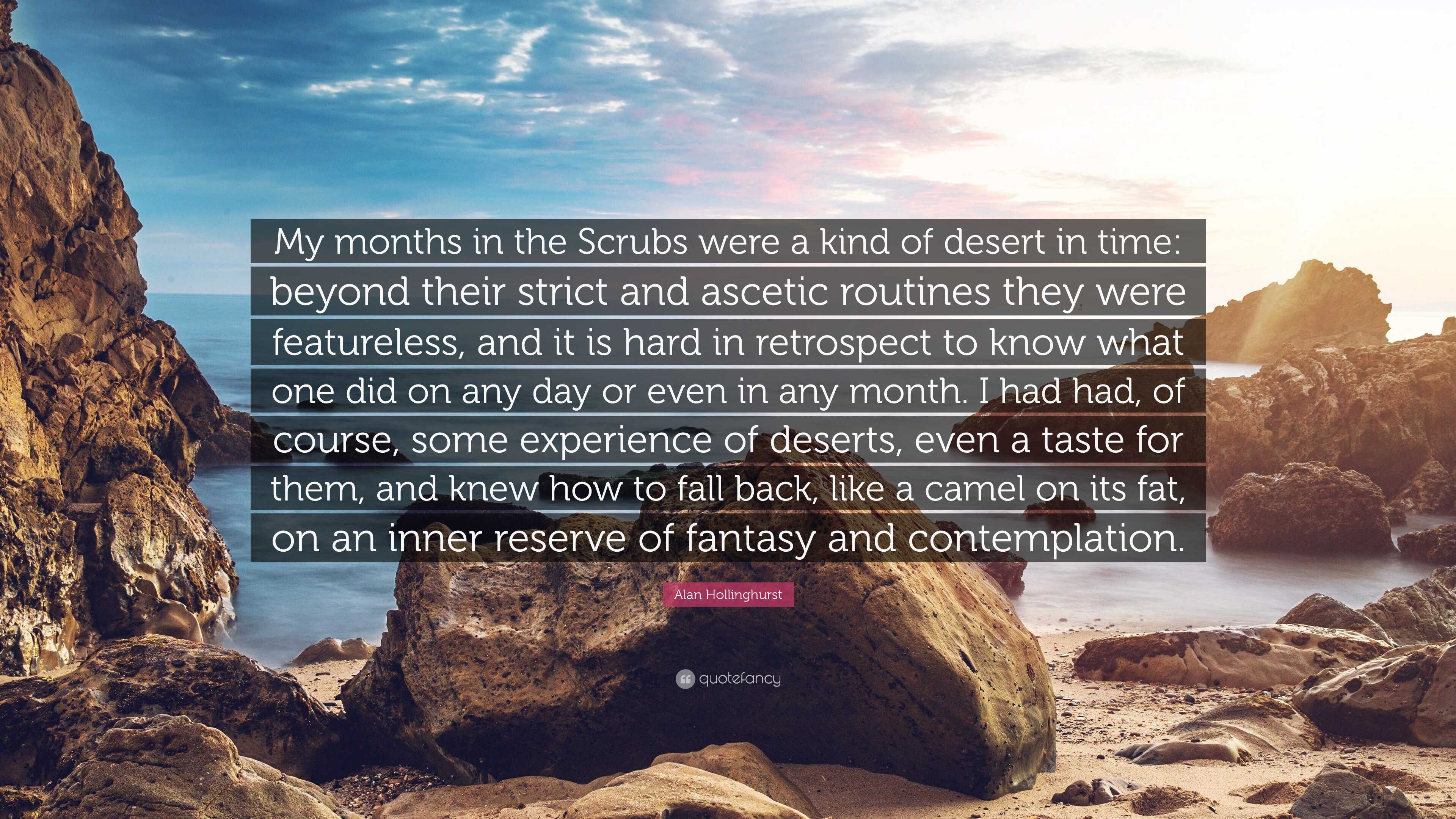 Alan Hollinghurst Quote: “My months in the Scrubs were a kind of desert ...