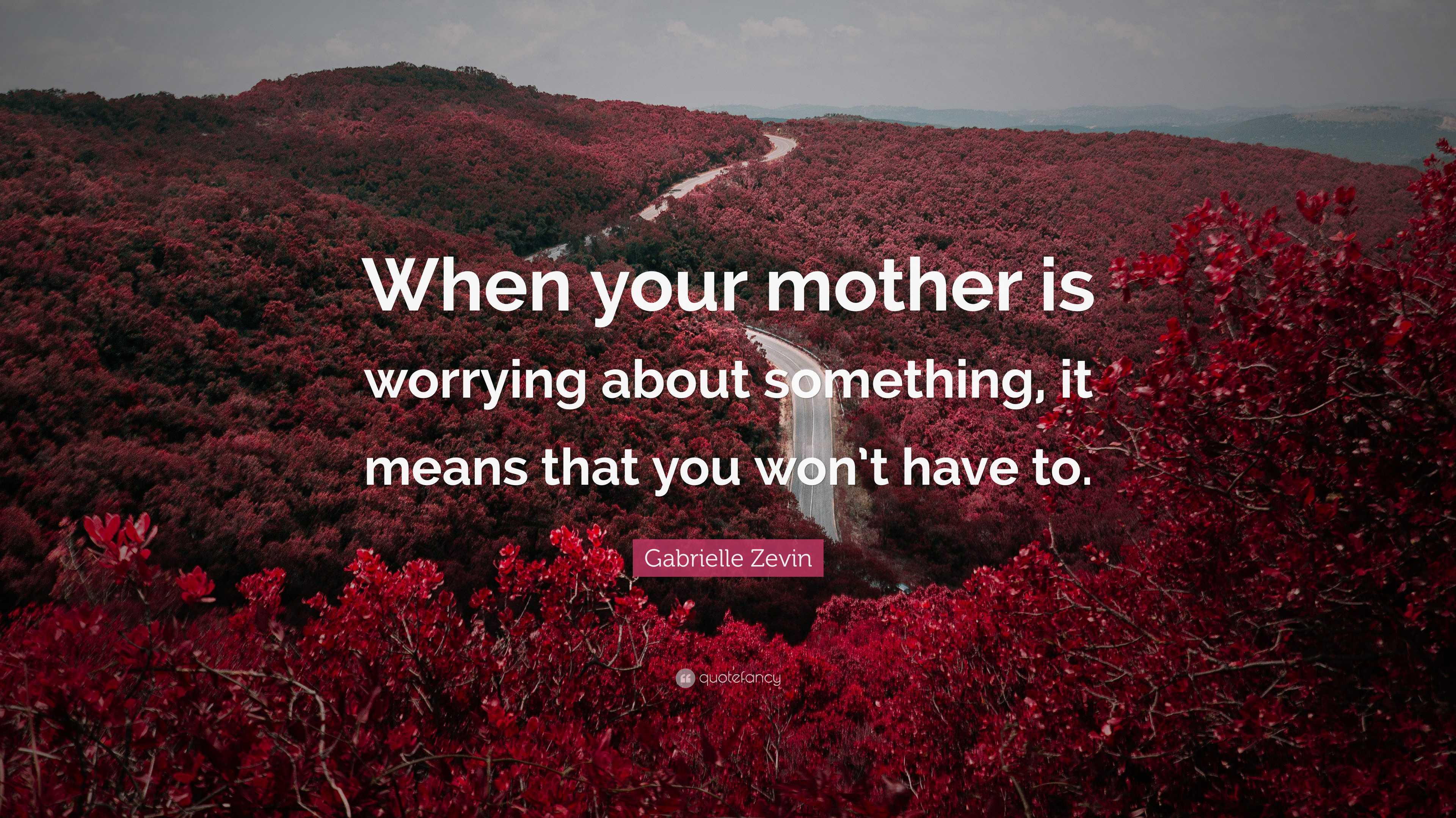 Gabrielle Zevin Quote: “When your mother is worrying about something ...