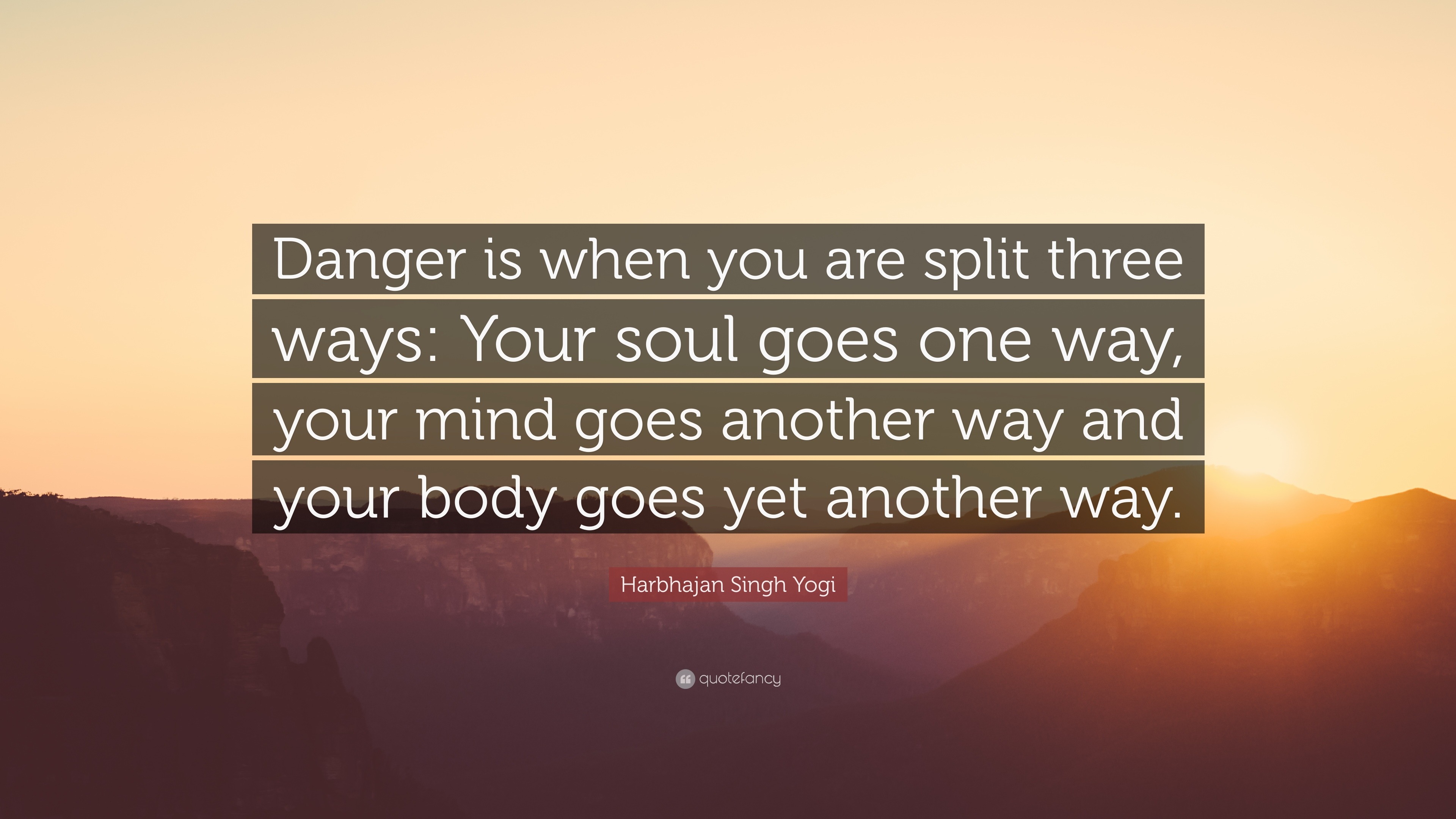 Harbhajan Singh Yogi Quote: “Danger is when you are split three ways ...