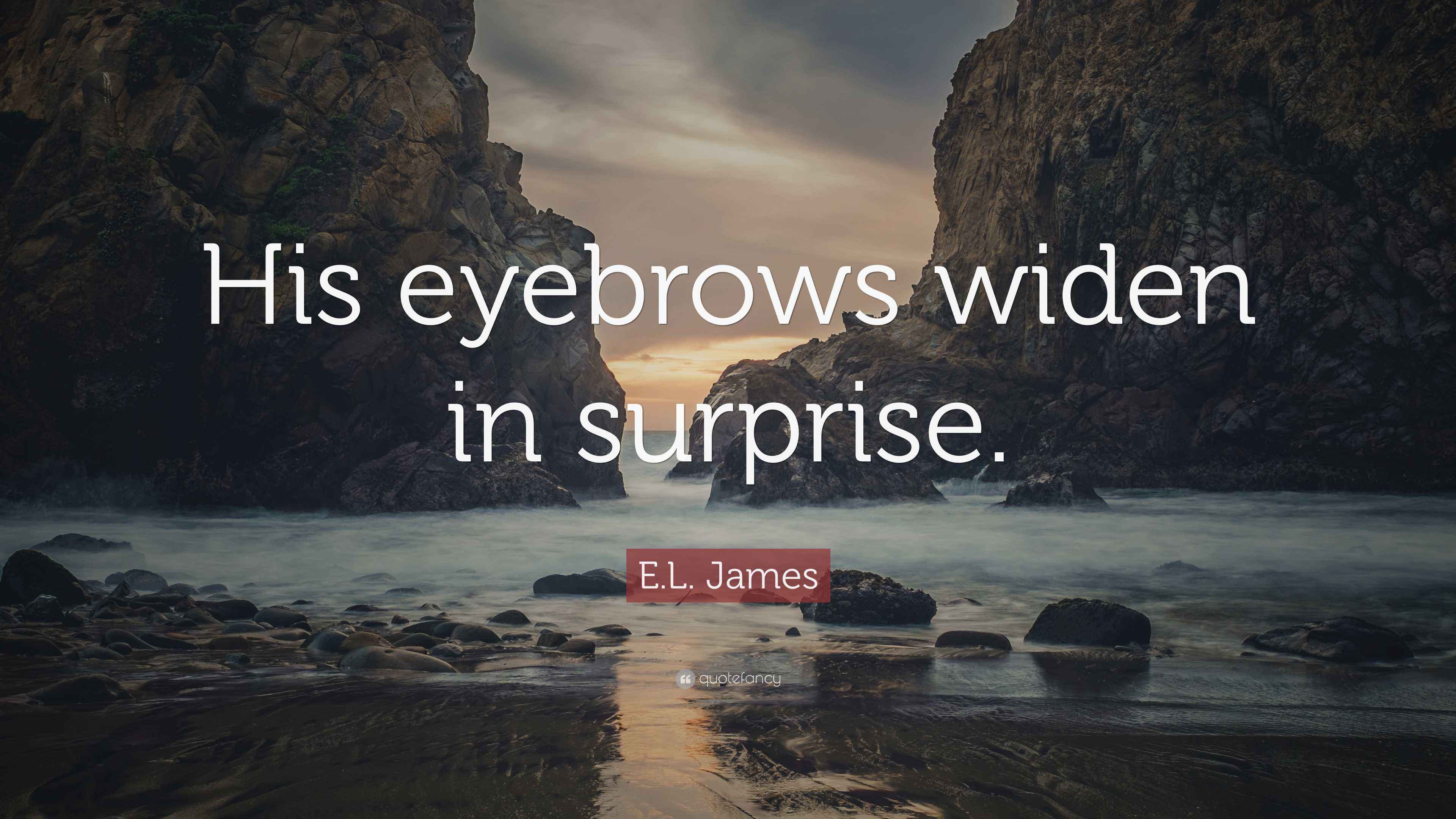 E.L. James Quote “His eyebrows widen in surprise.”