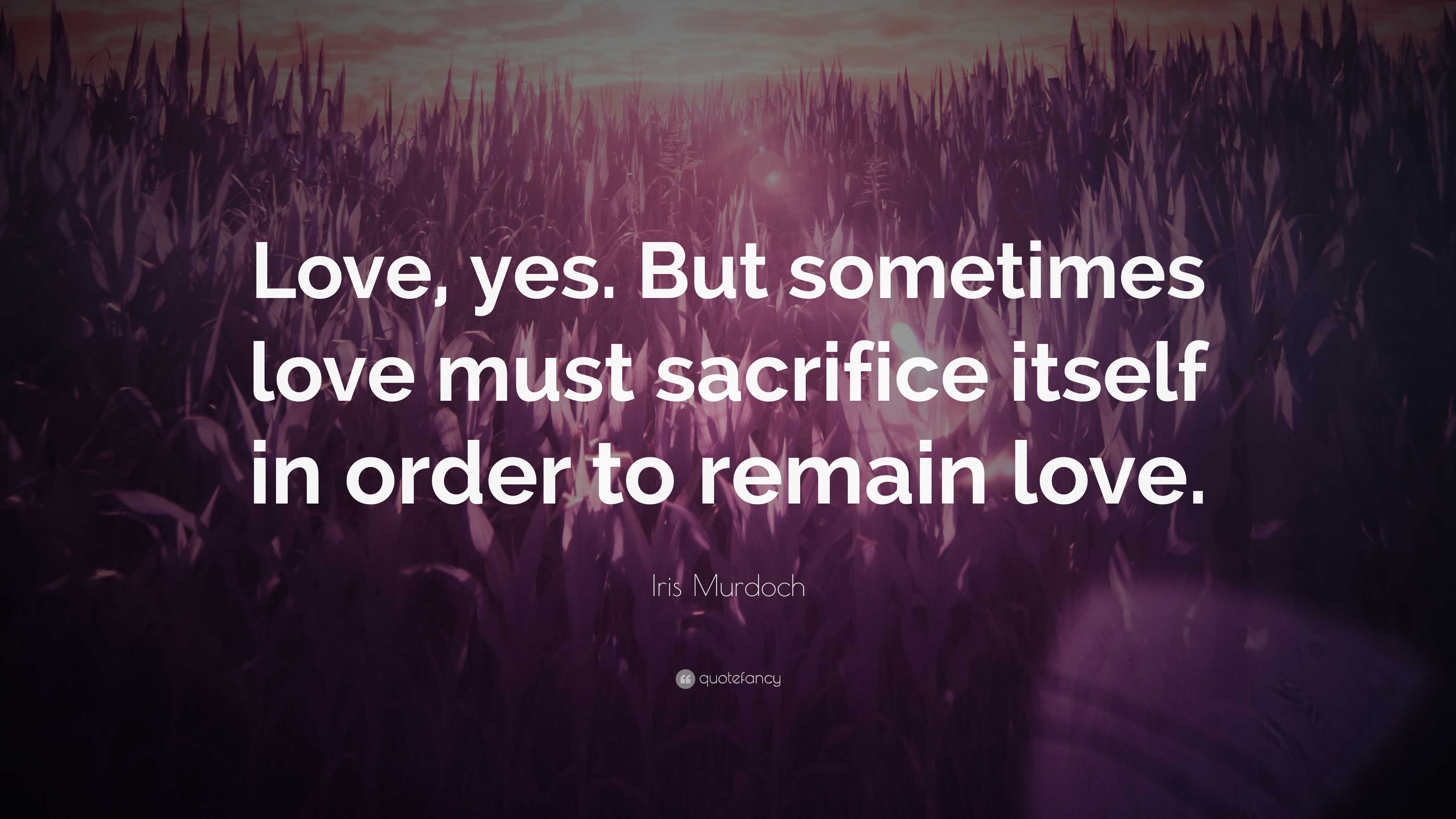 Iris Murdoch Quote: “Love, yes. But sometimes love must sacrifice ...