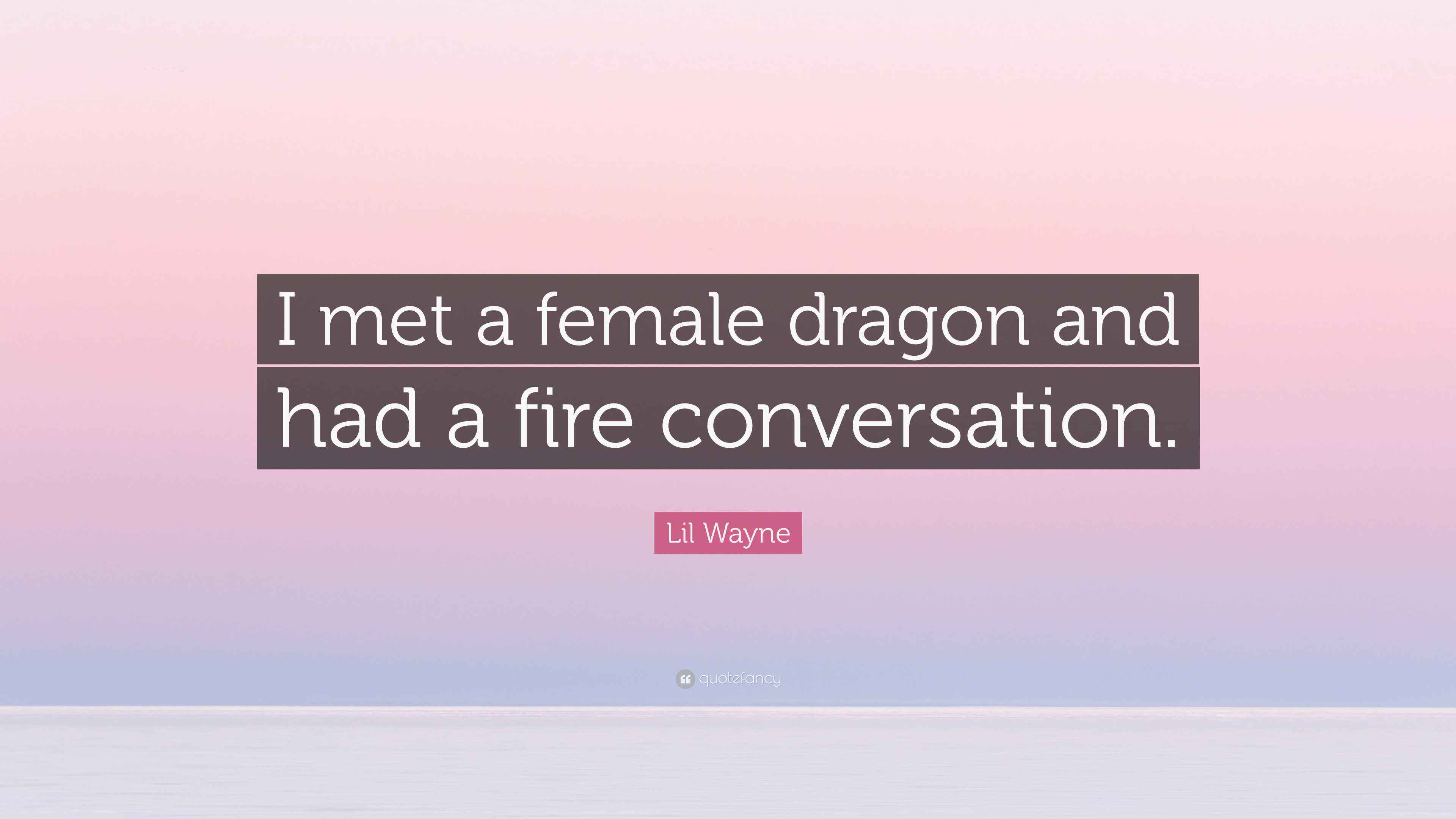 Lil Wayne Quote: “I met a female dragon and had a fire conversation.”