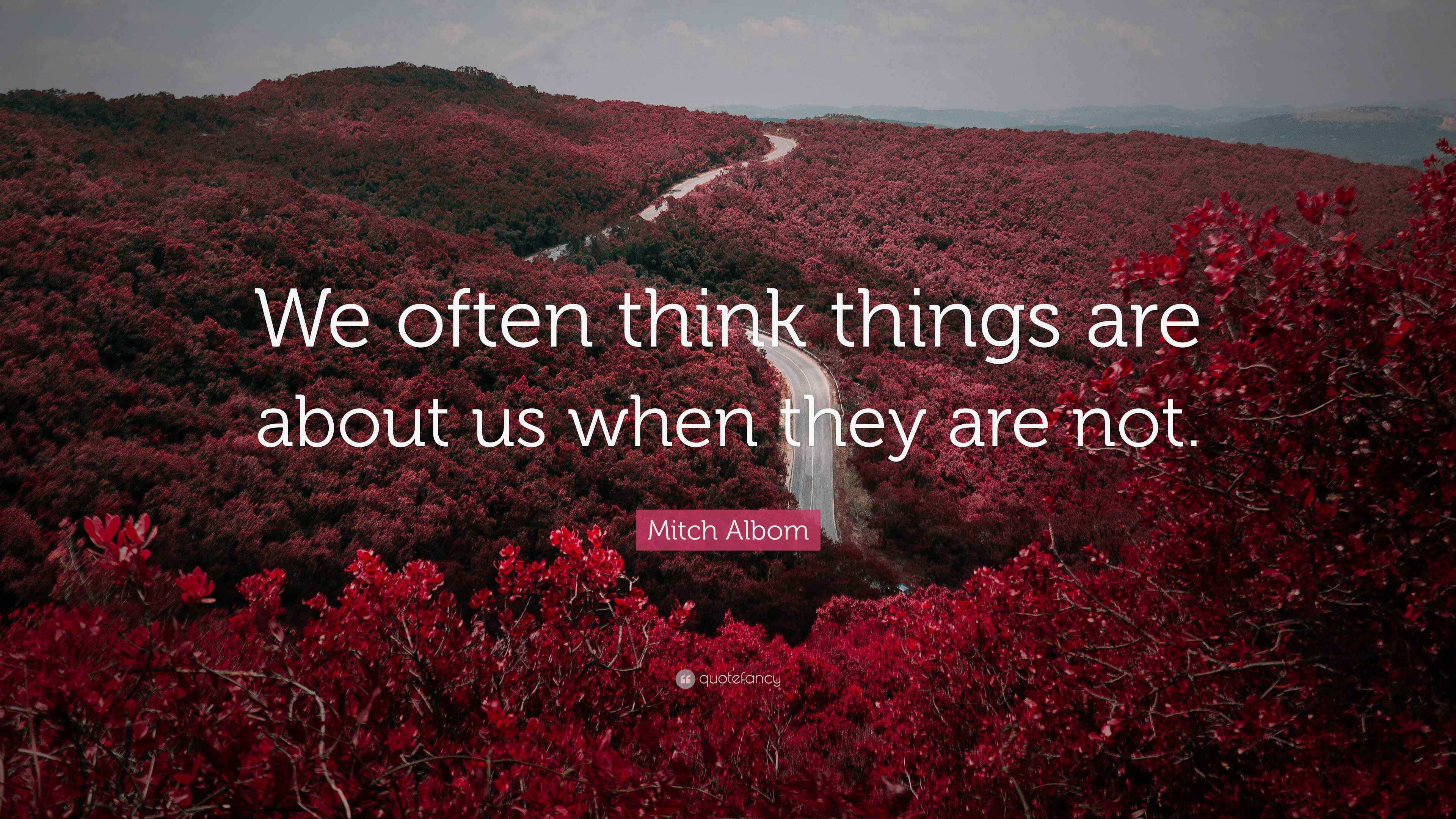Mitch Albom Quote: “We often think things are about us when they are not.”