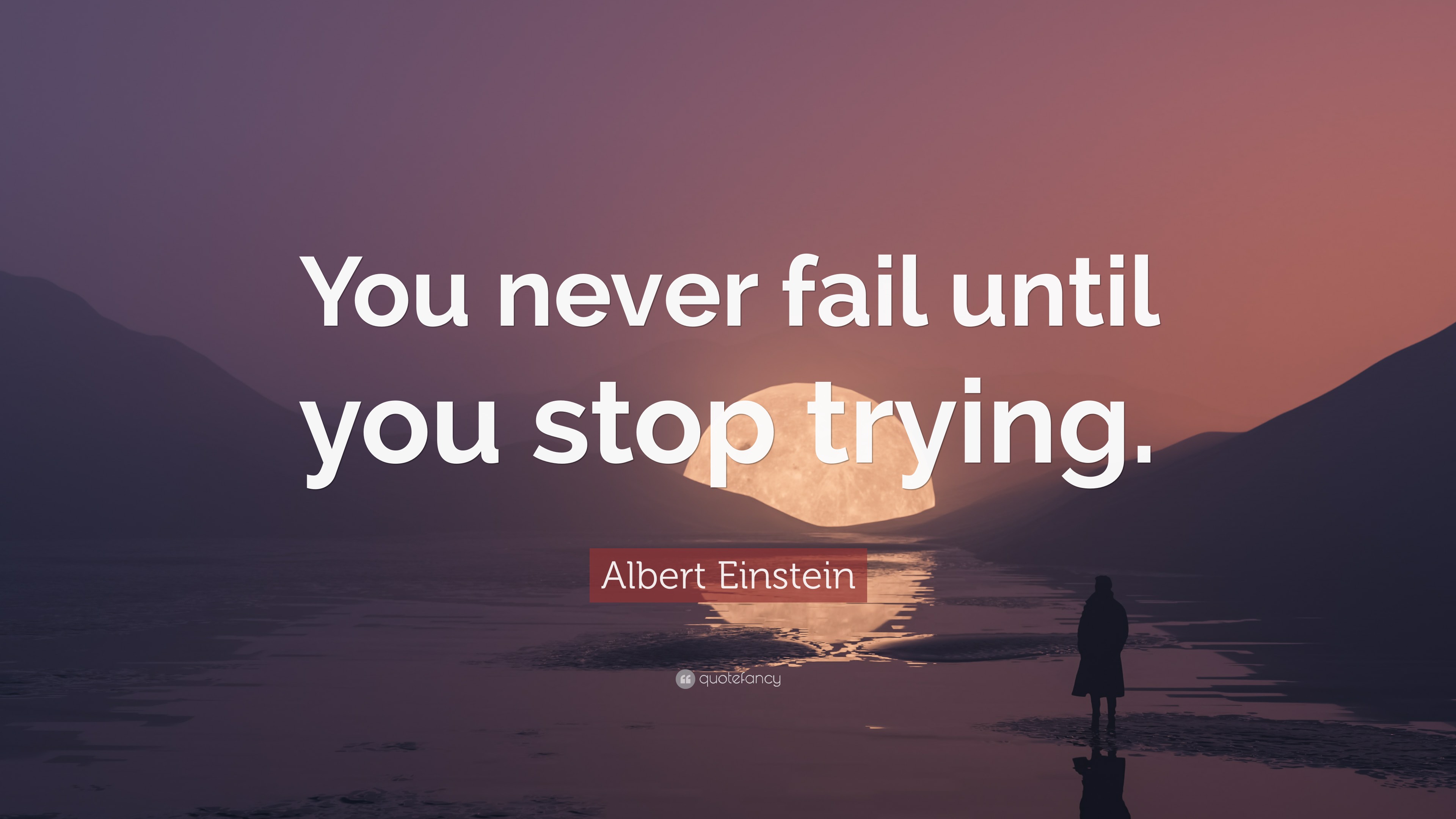 Albert Einstein Quote: “You never fail until you stop trying.”