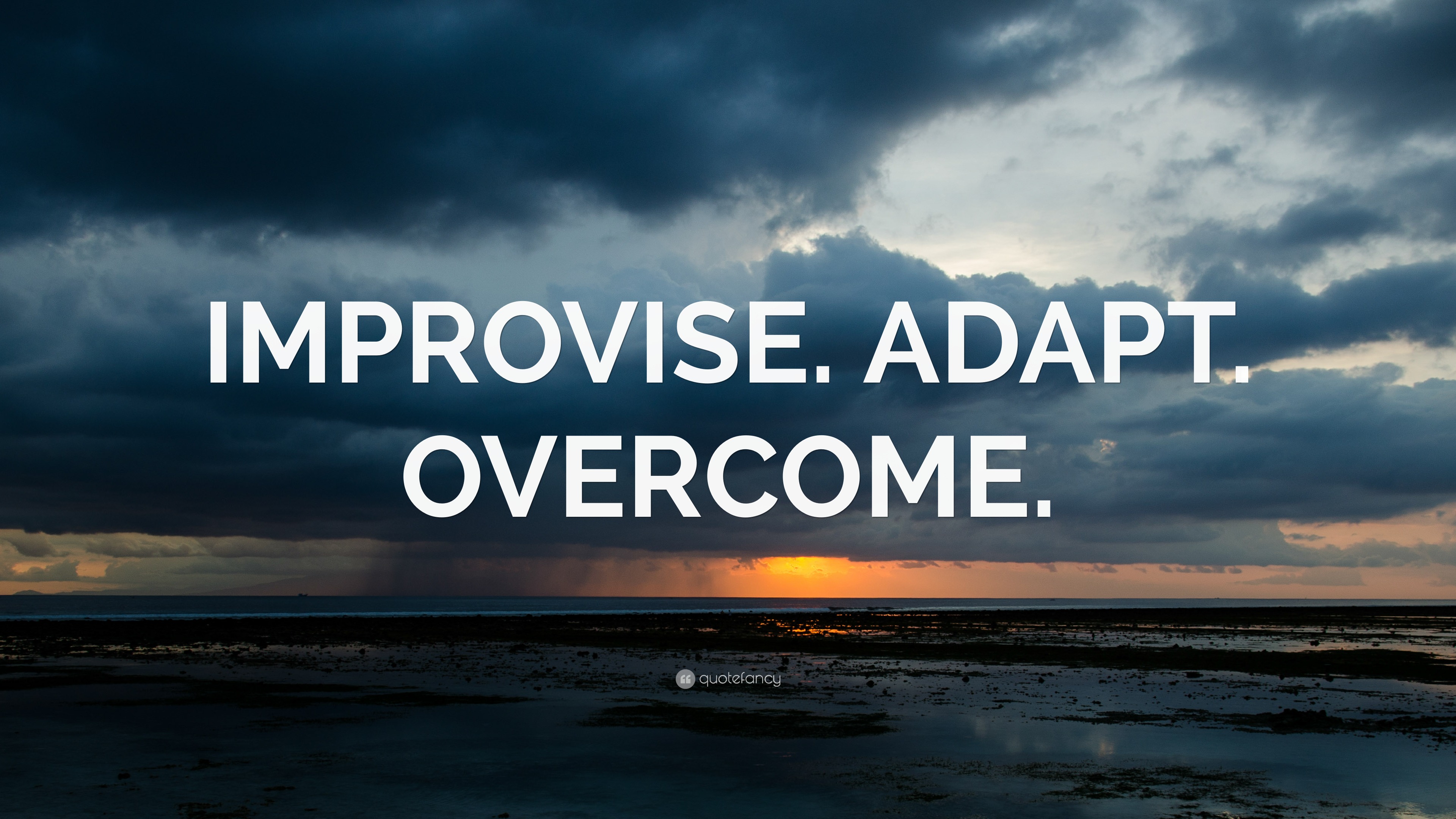 “IMPROVISE. ADAPT. OVERCOME.” Wallpaper by QuoteFancy