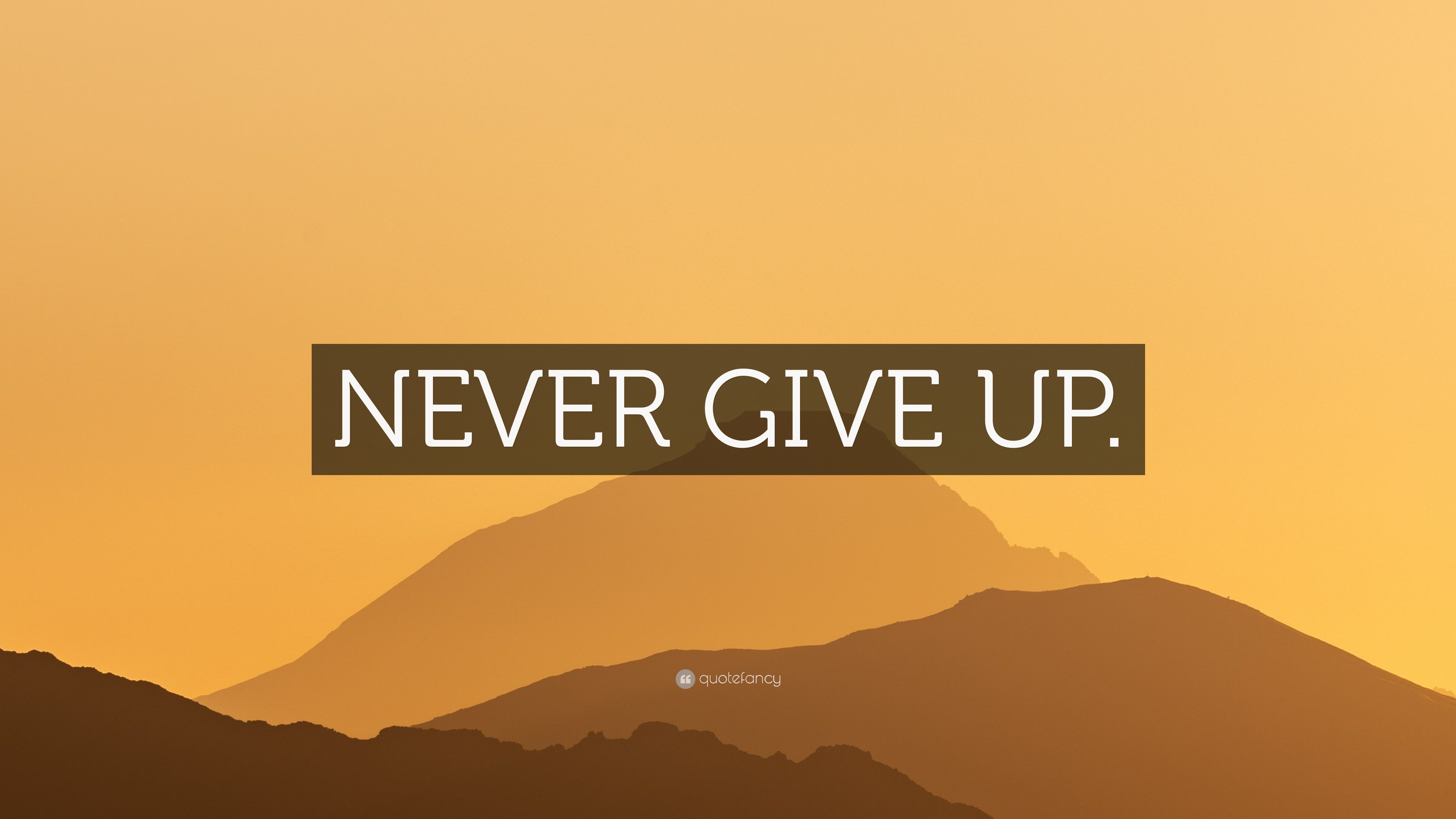 “NEVER GIVE UP.” Wallpaper by QuoteFancy