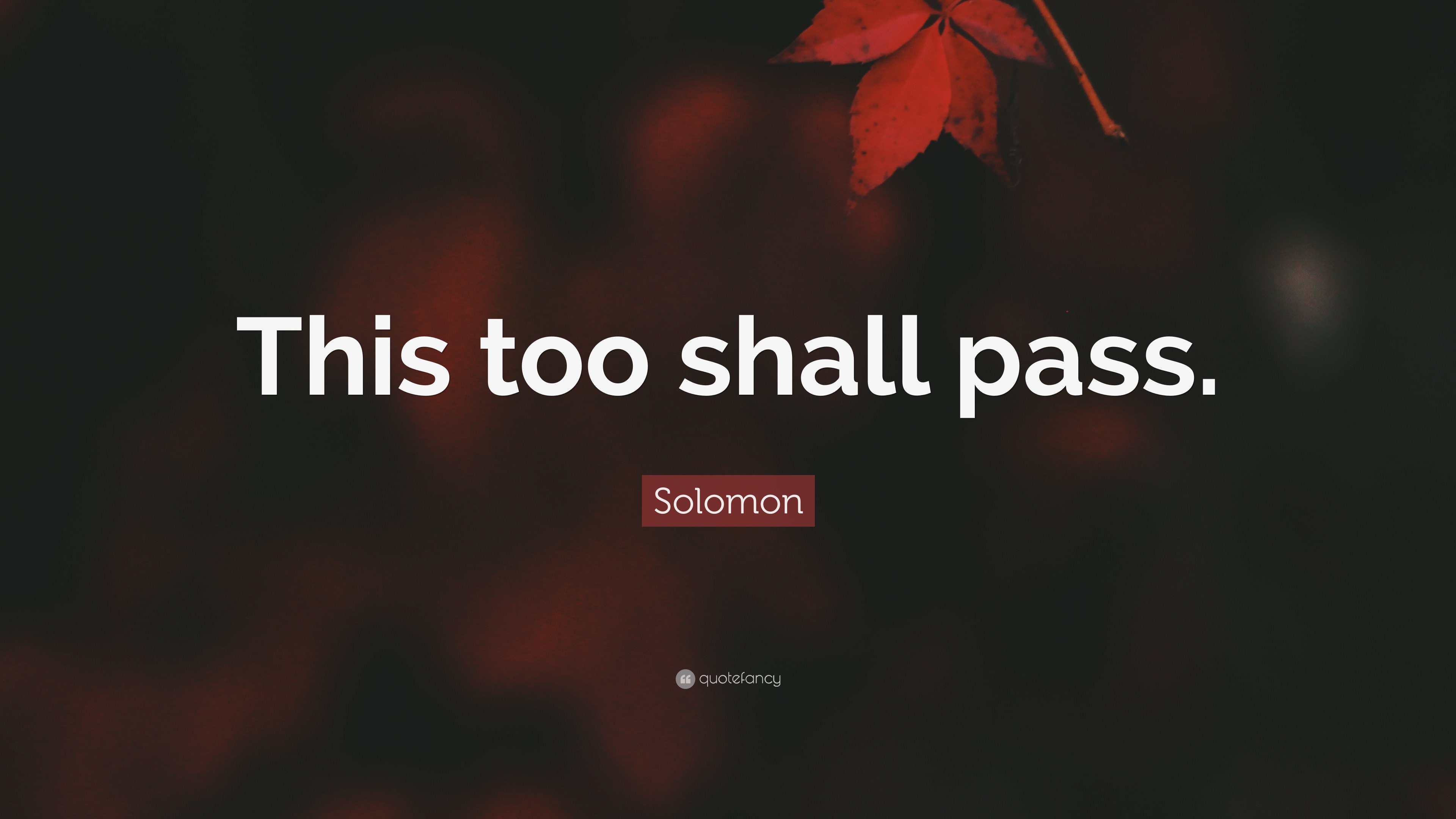 Solomon Quote: “This too shall pass.”