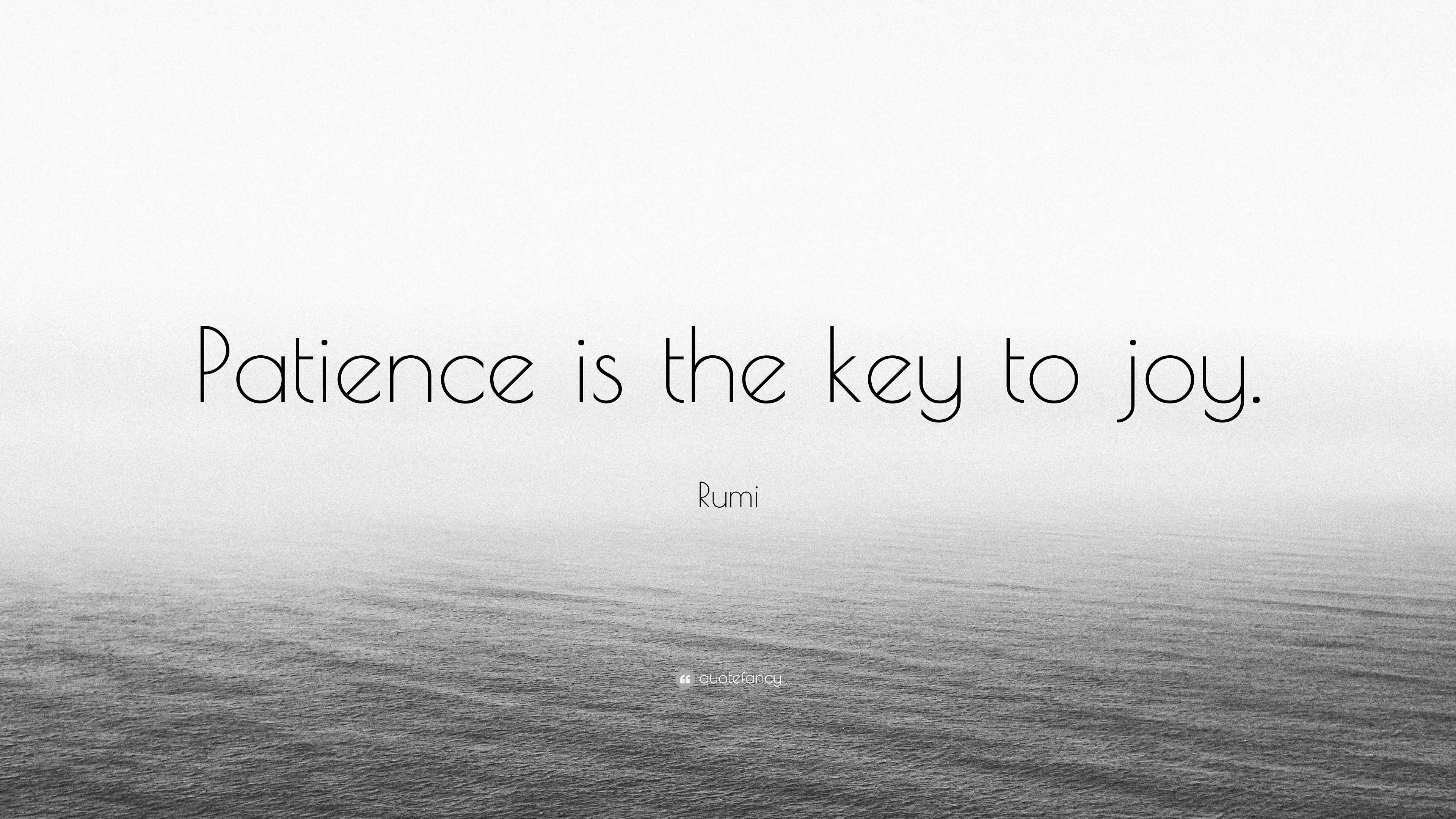 Paitence Rumi Rumi Quote: “Patience is the key to joy.”