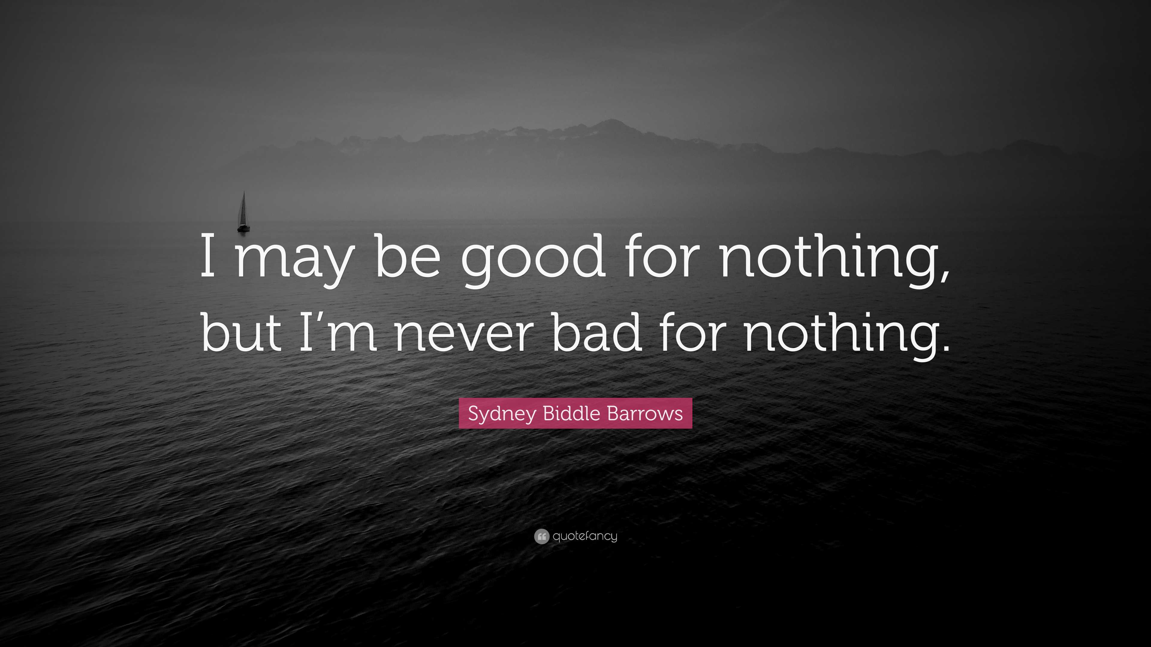 Good For Nothing Example Sydney Biddle Barrows Quote: “I may be good for nothing, but I’m never ...