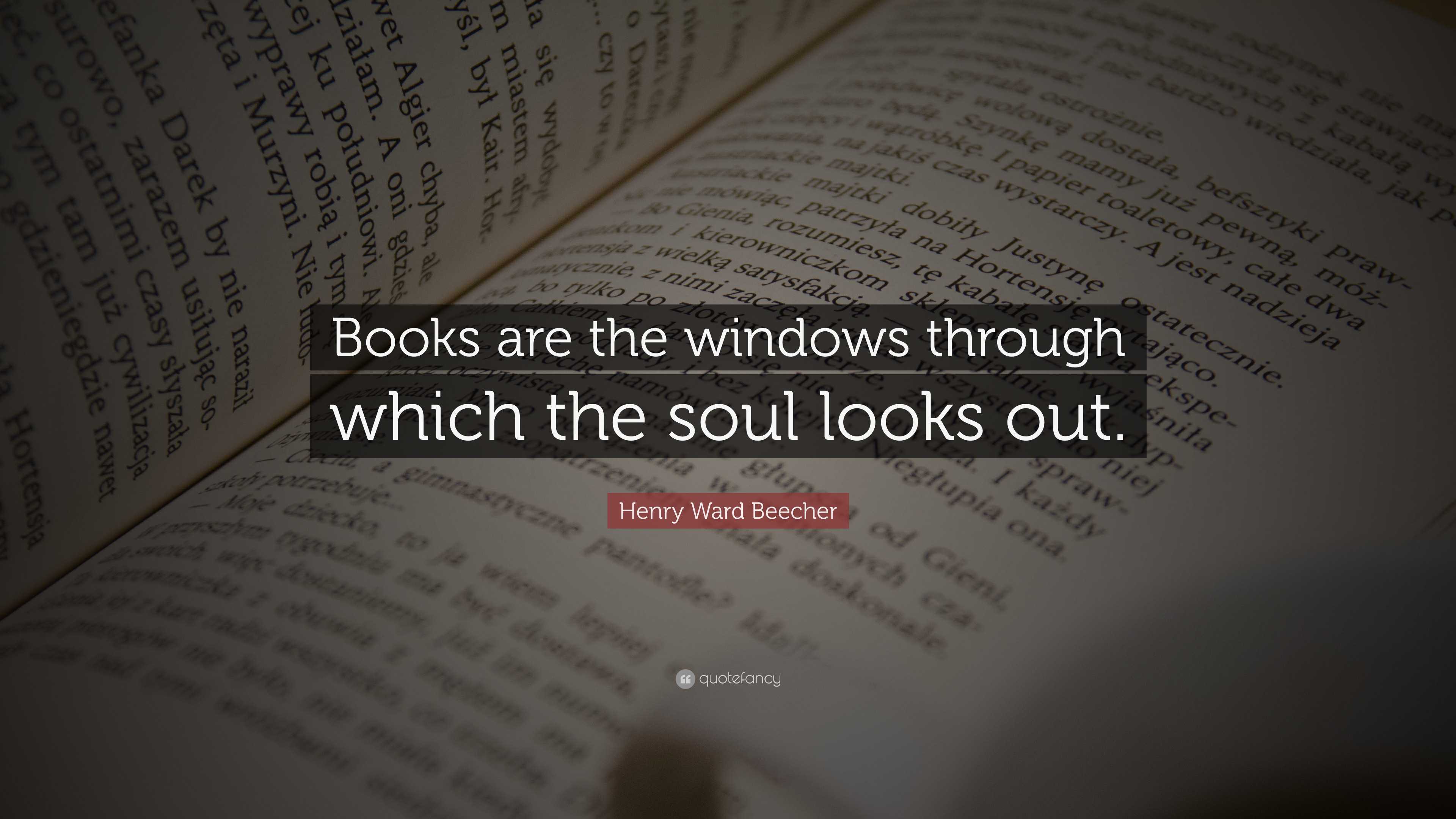 Henry Ward Beecher Quote: “Books are the windows through which the soul ...