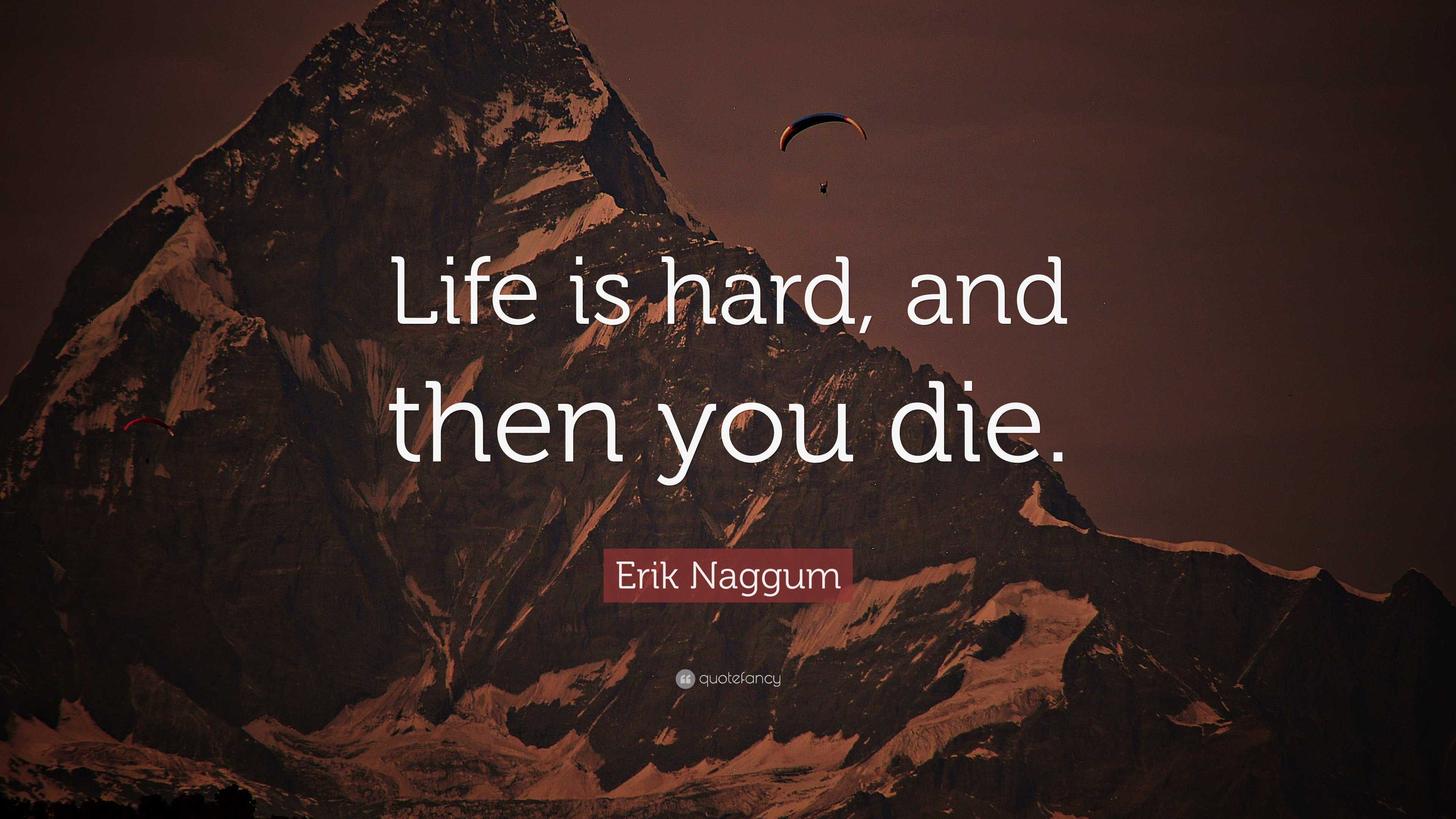 Erik Naggum Quote “Life is hard, and then you die.”