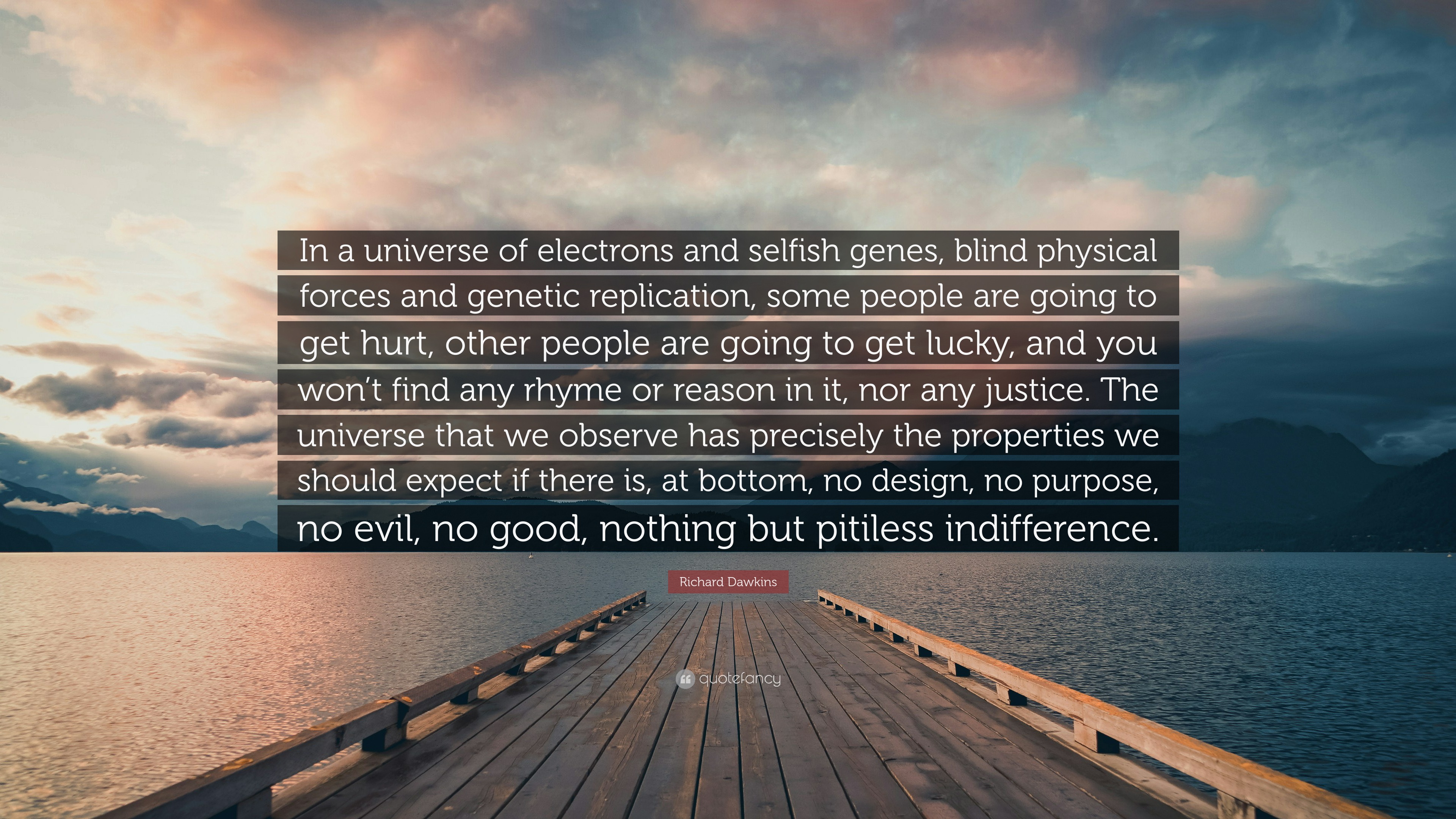 Richard Dawkins Quote: “In a universe of electrons and selfish genes ...