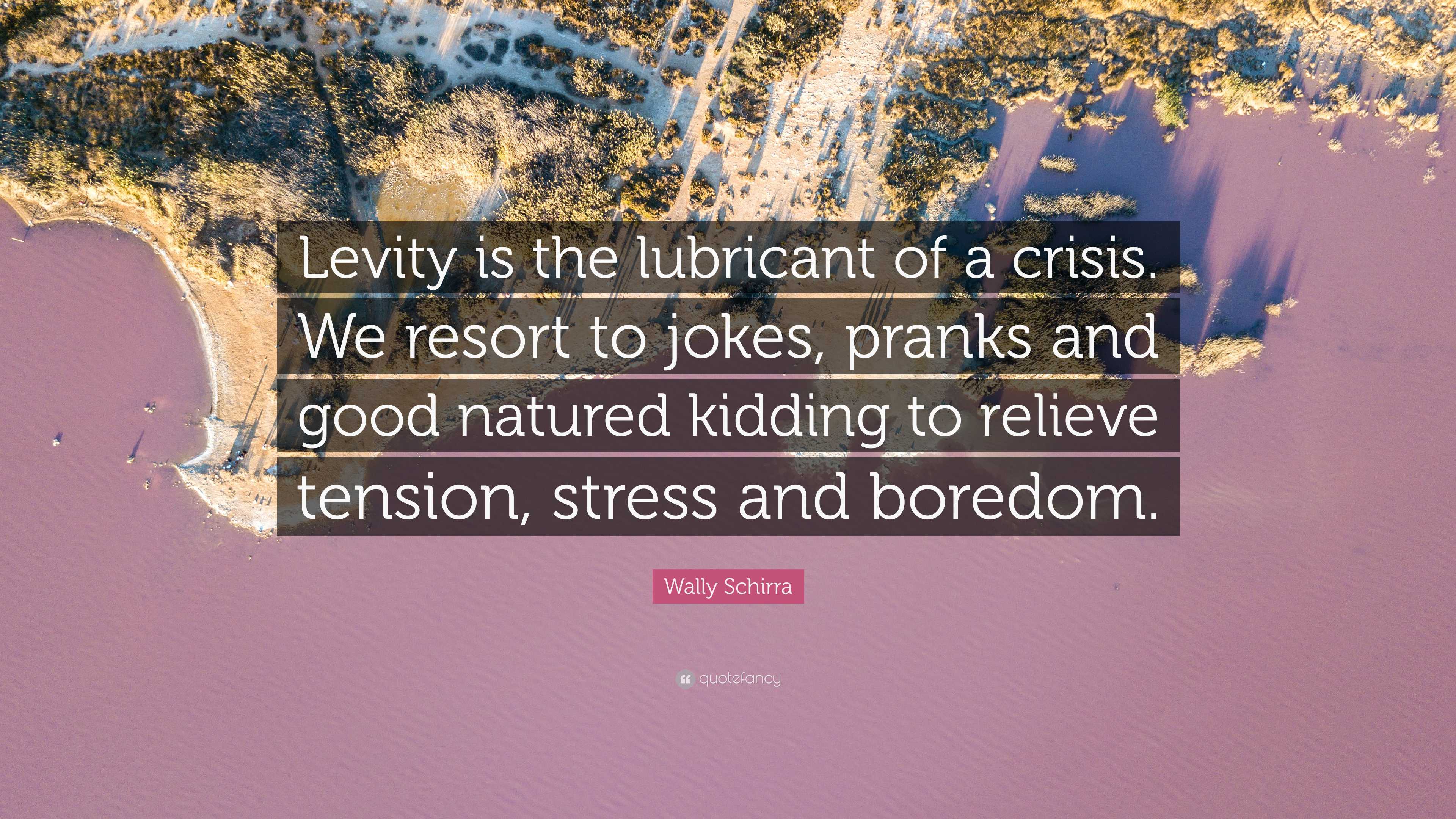 Wally Schirra Quote: “Levity is the lubricant of a crisis. We resort to ...