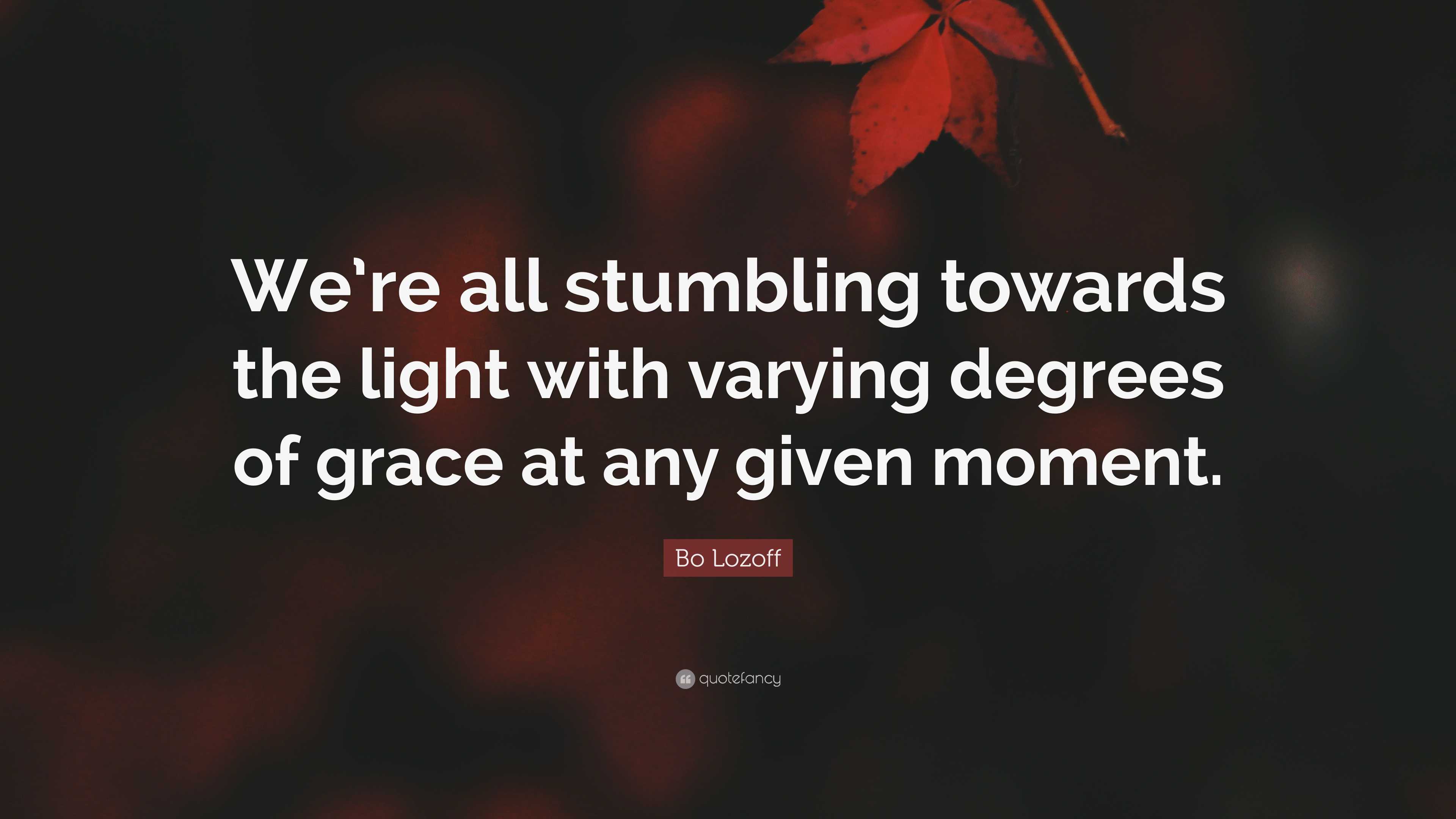 Bo Lozoff Quote “We’re all stumbling towards the light with