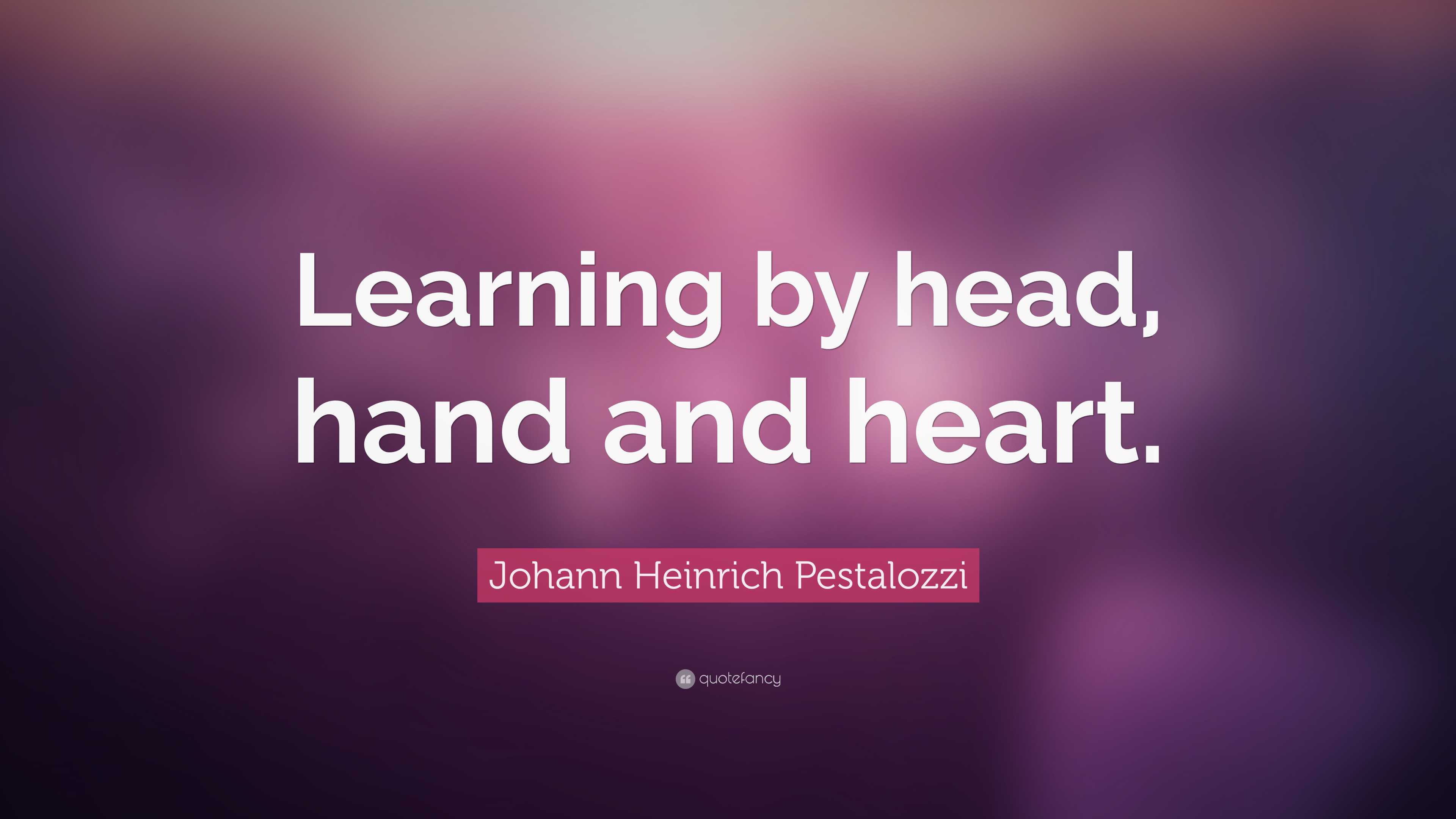 Johann Heinrich Pestalozzi Quote: “Learning by head, hand and heart.”, image size:3840x2160