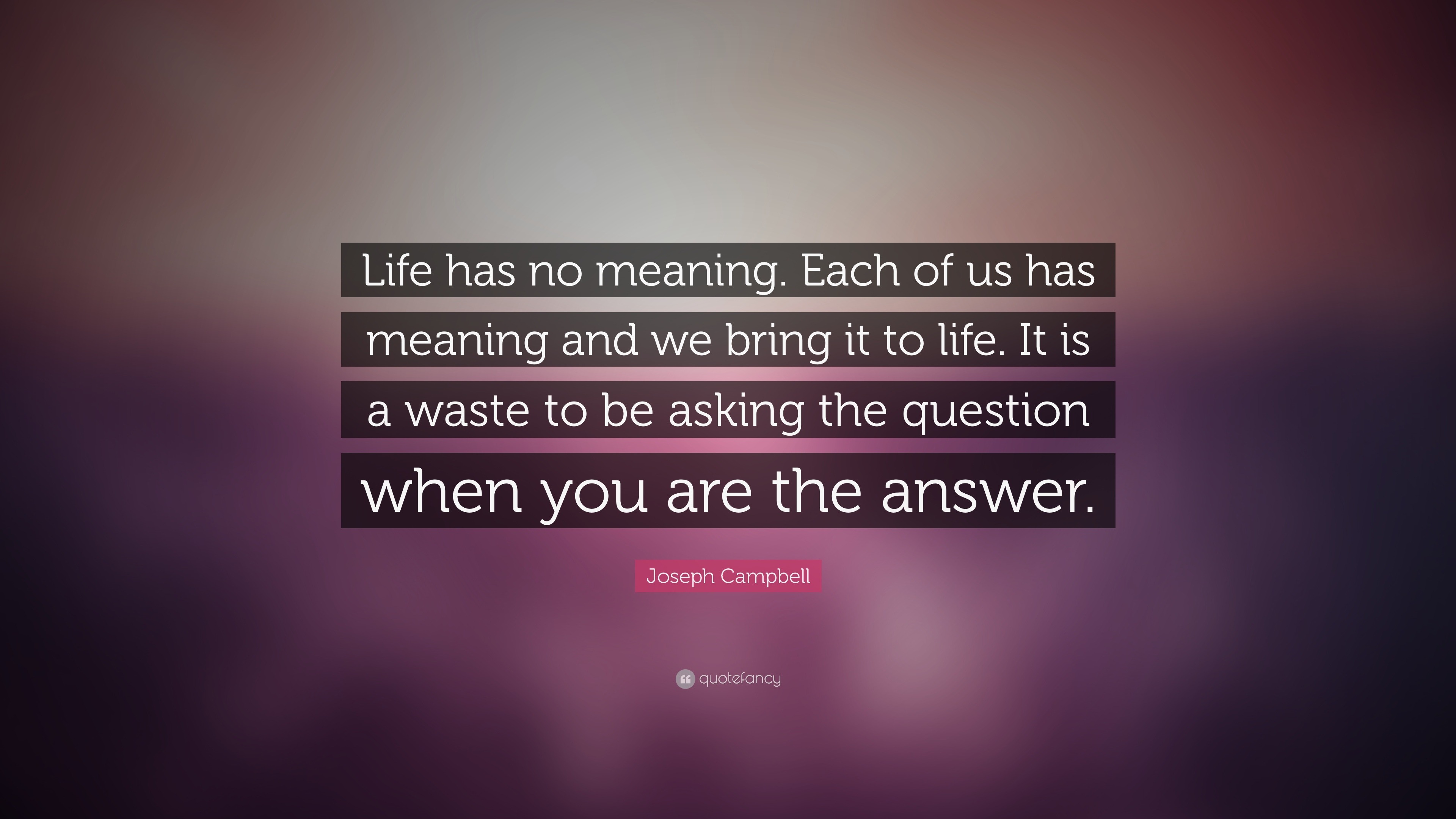 Joseph Campbell Quote Life Has No Meaning Each Of Us Has Meaning And 