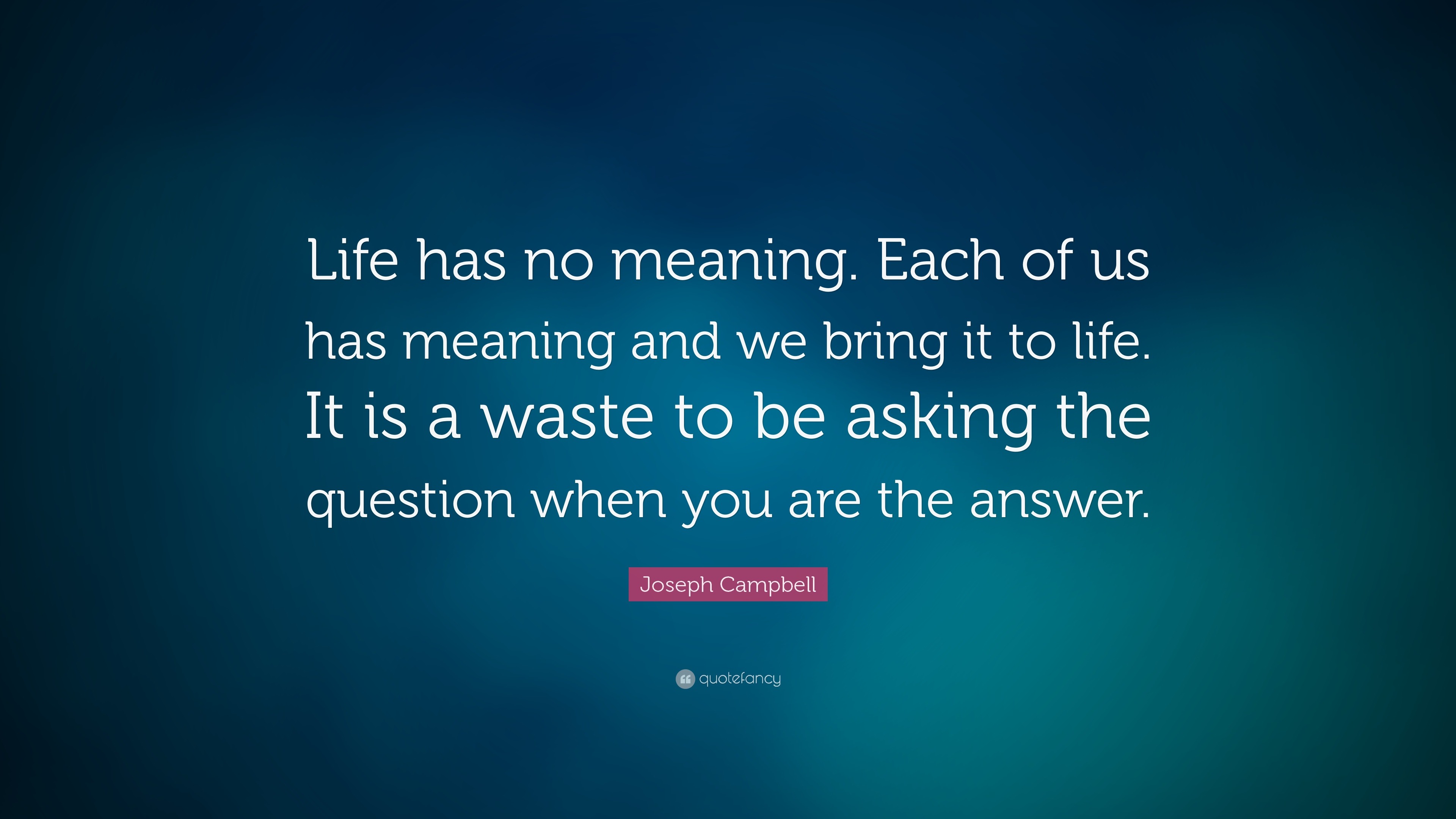 Joseph Campbell Quote Life Has No Meaning Each Of Us Has Meaning And 