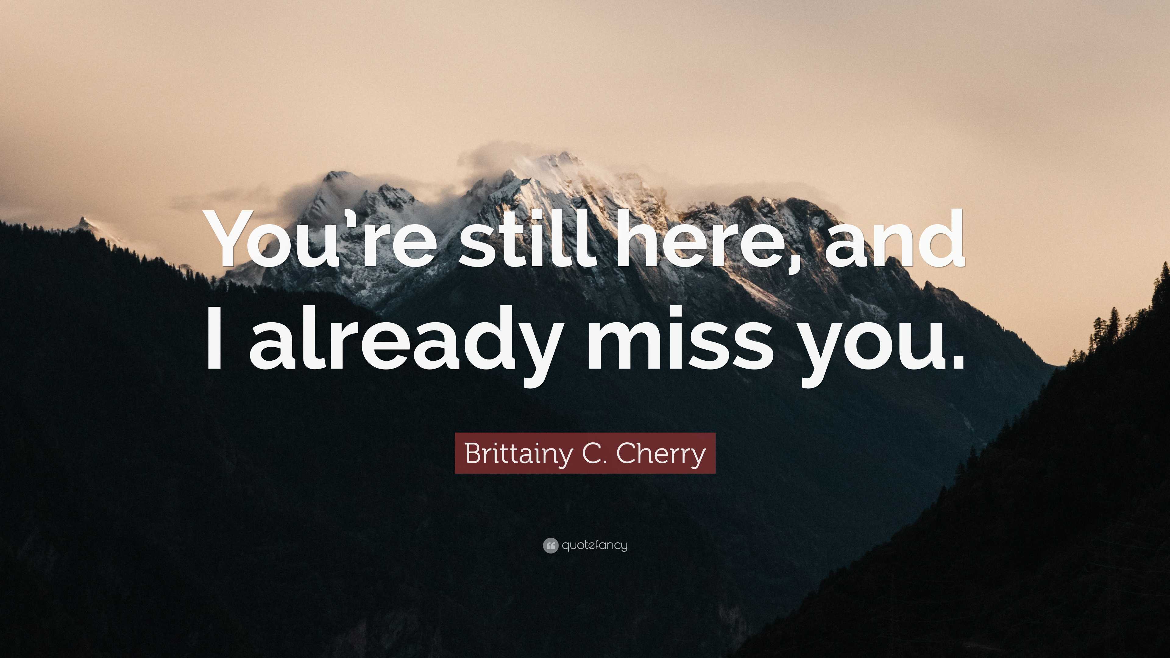 Brittainy C. Cherry Quote: “You're still here, and I already miss you.”, image size:3840x2160