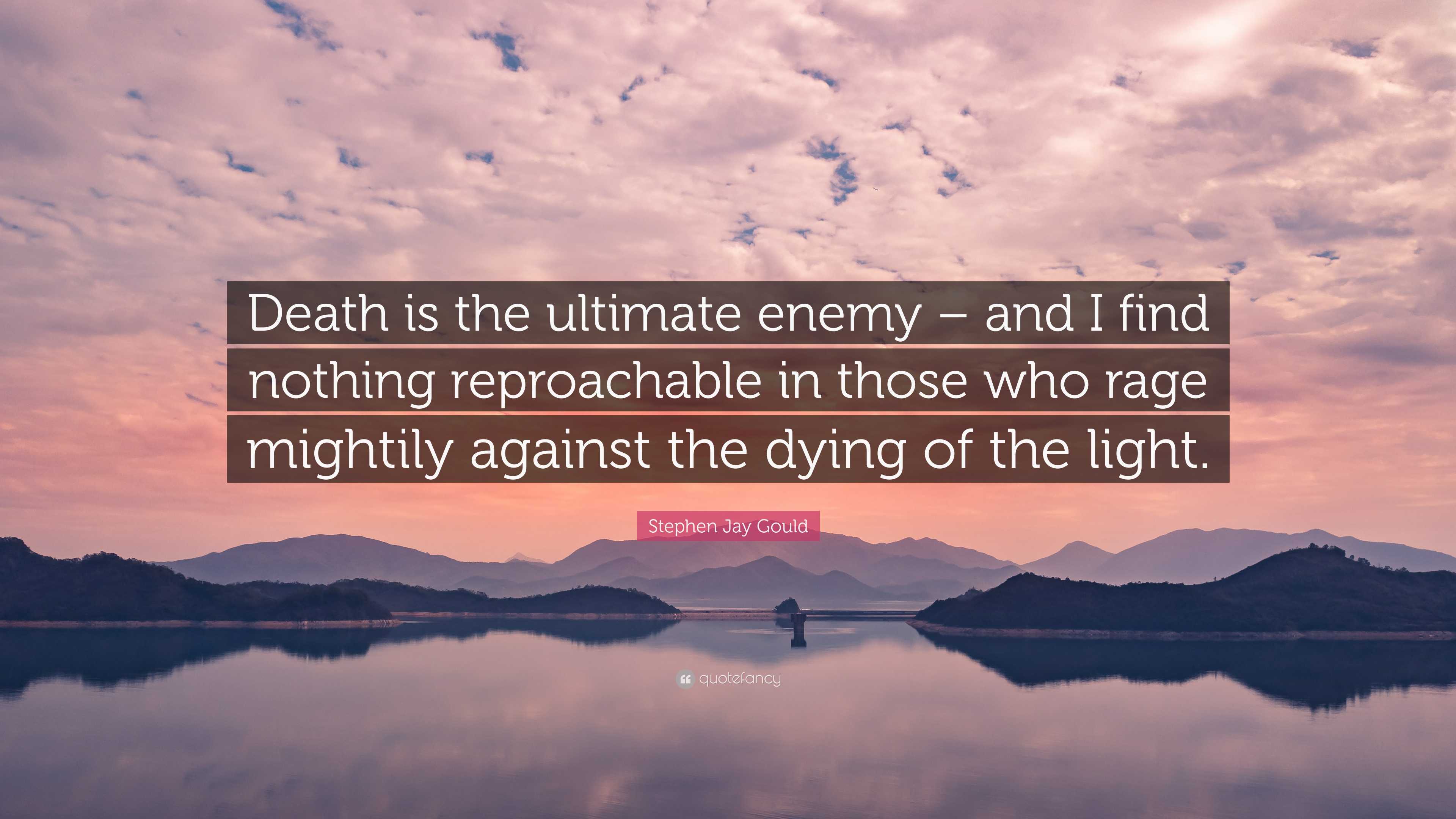 Stephen Jay Gould Quote: “Death is the ultimate enemy – and I find ...