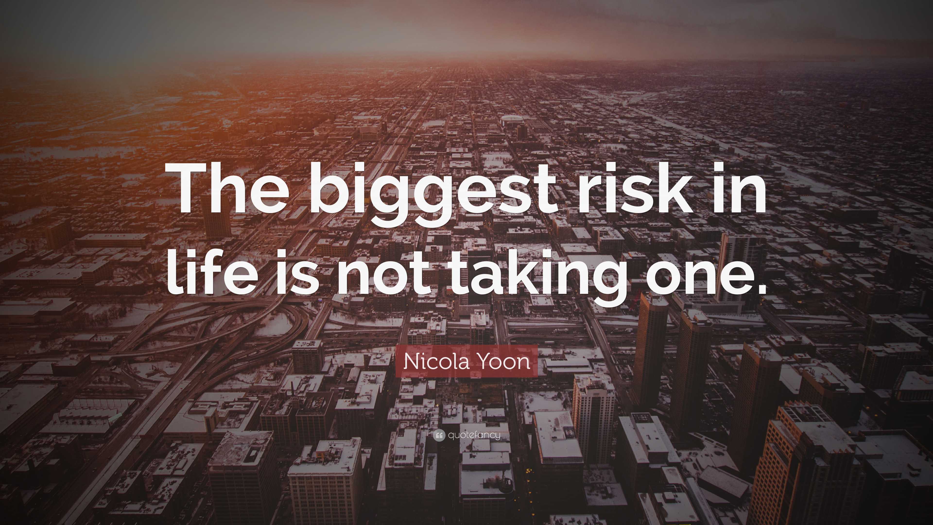 Nicola Yoon Quote: “The biggest risk in life is not taking one.”