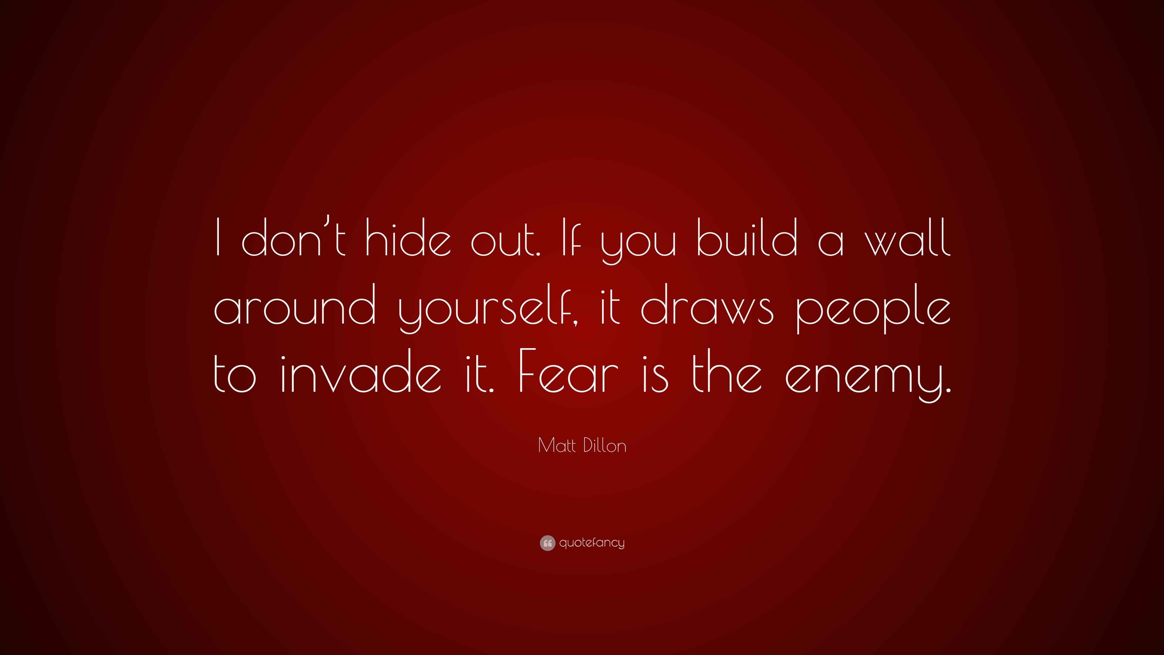 Matt Dillon Quote “I don’t hide out. If you build a wall around