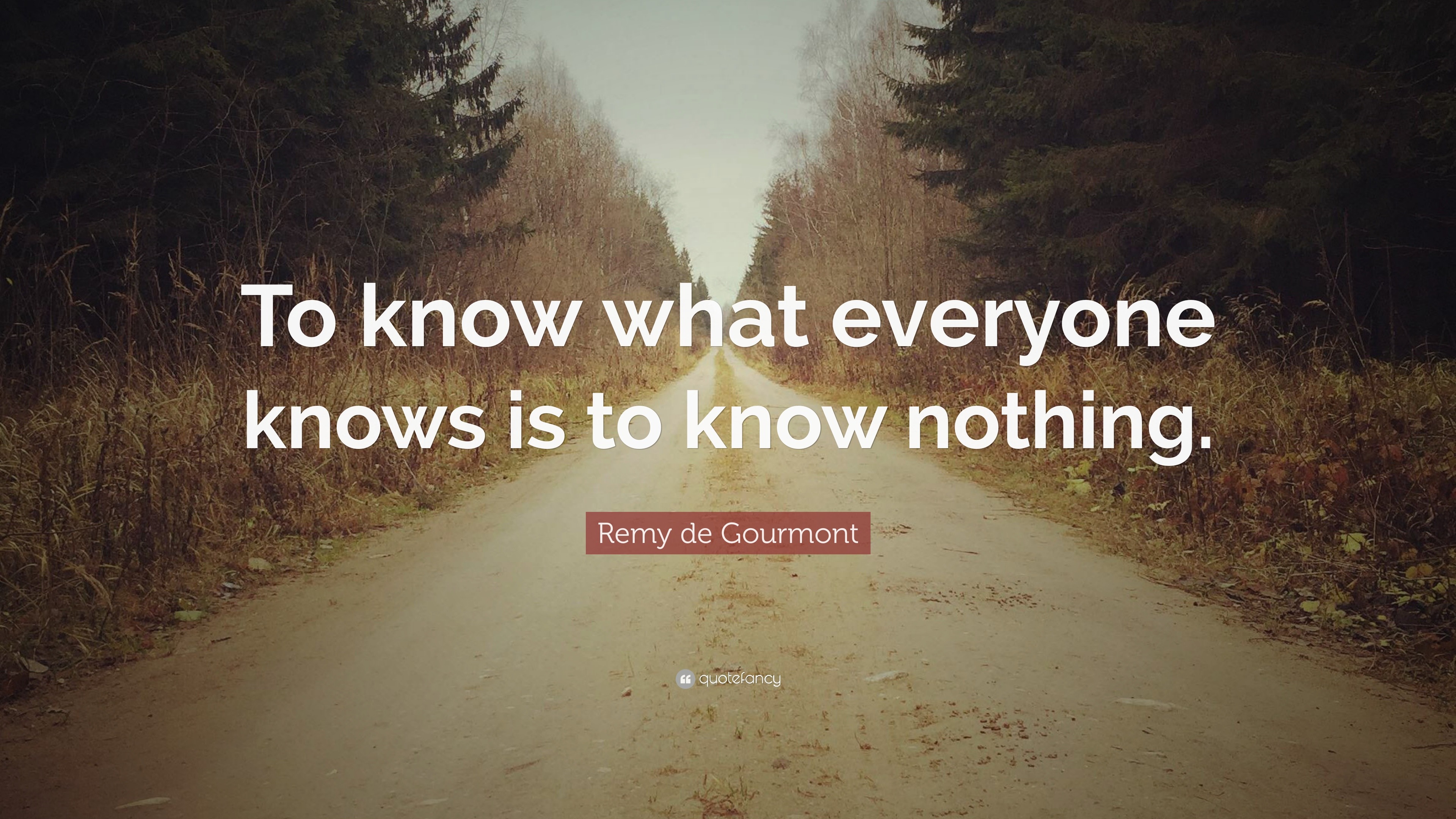 Remy de Gourmont Quote: “To know what everyone knows is to know nothing.”