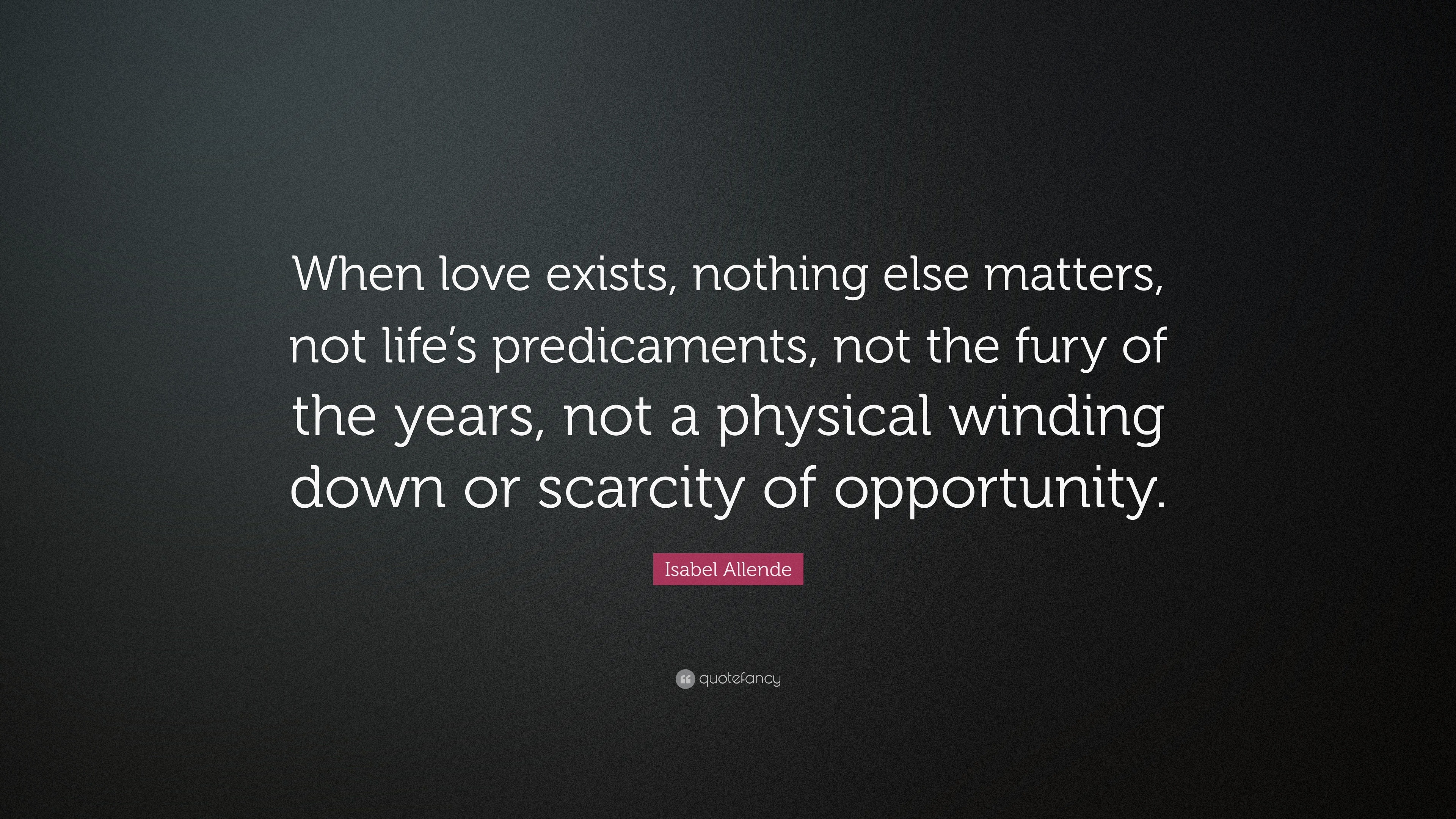 Isabel Allende Quote “When love exists nothing else matters not life s predicaments