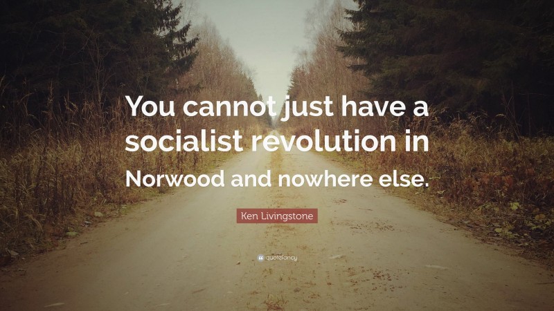 Ken Livingstone Quote: “You cannot just have a socialist revolution in Norwood and nowhere else.”