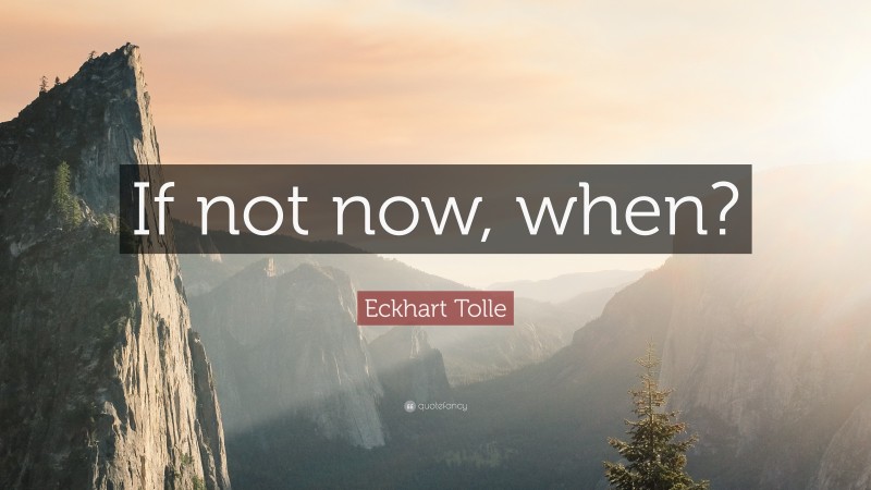 Eckhart Tolle Quote: “If not now, when?”