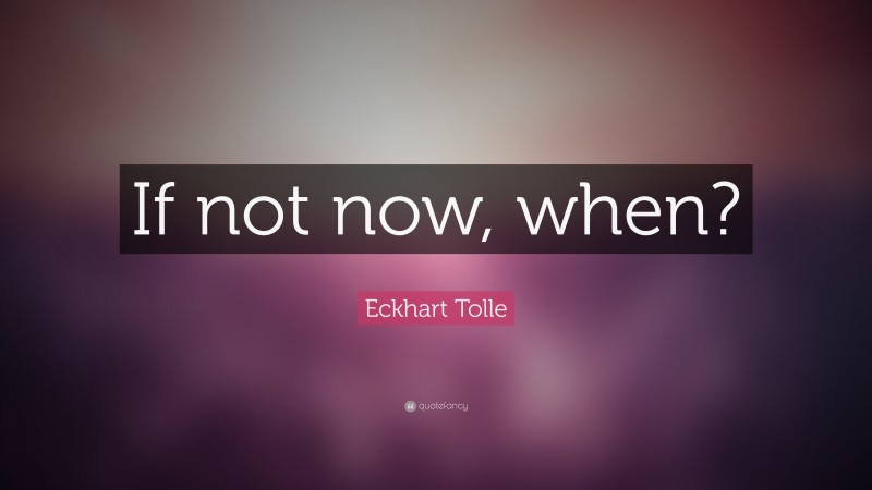 Eckhart Tolle Quote: “If not now, when?”