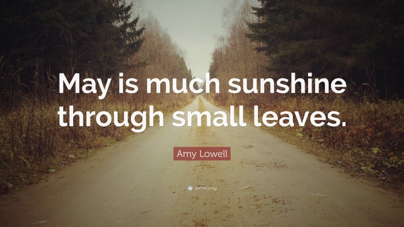 Amy Lowell Quote: “May is much sunshine through small leaves.”