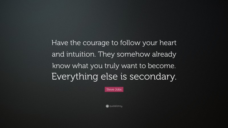 Steve Jobs Quote: “Have the courage to follow your heart and intuition ...